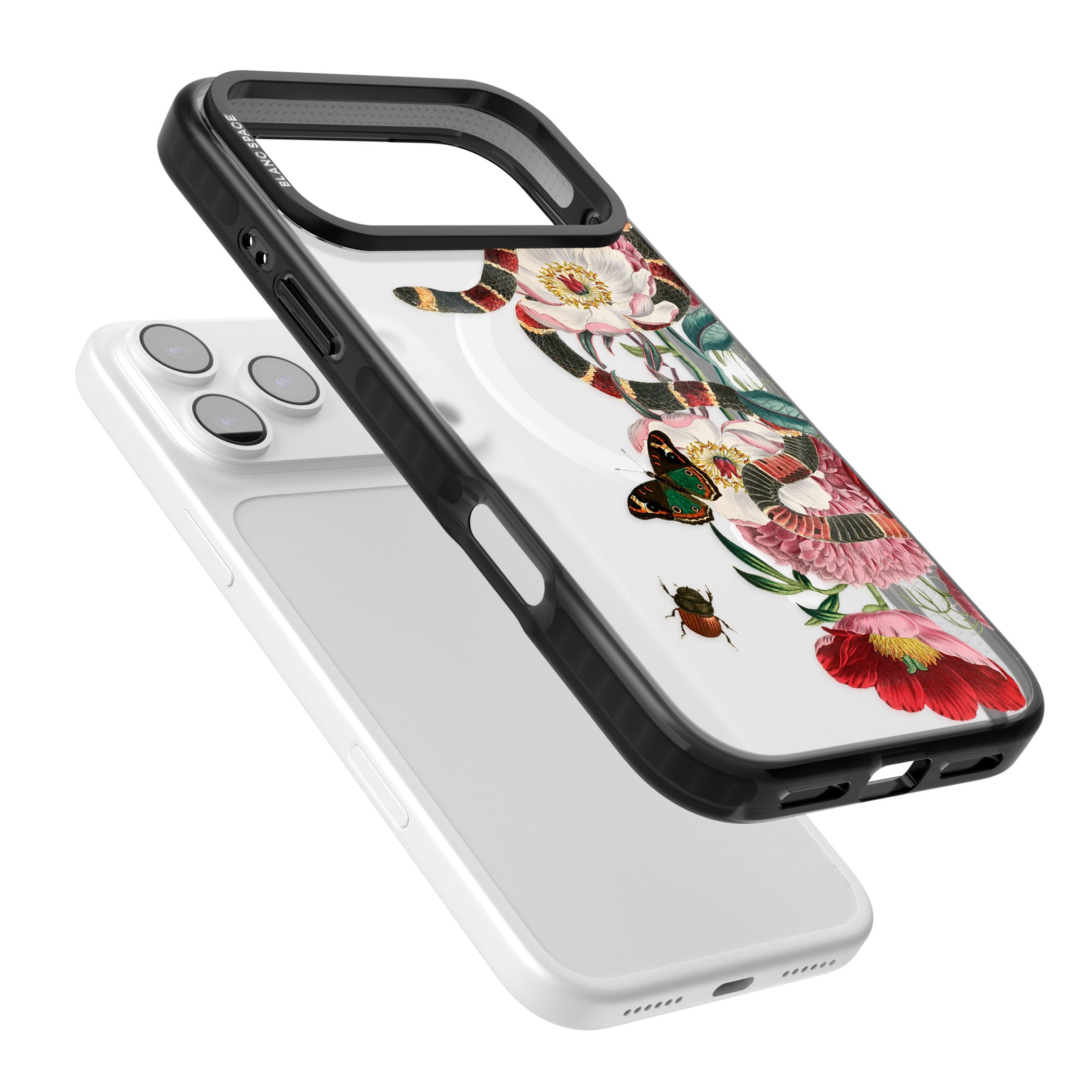 Floral Snake iPhone 17 Pro Impact Pro Black Phone Case Colours