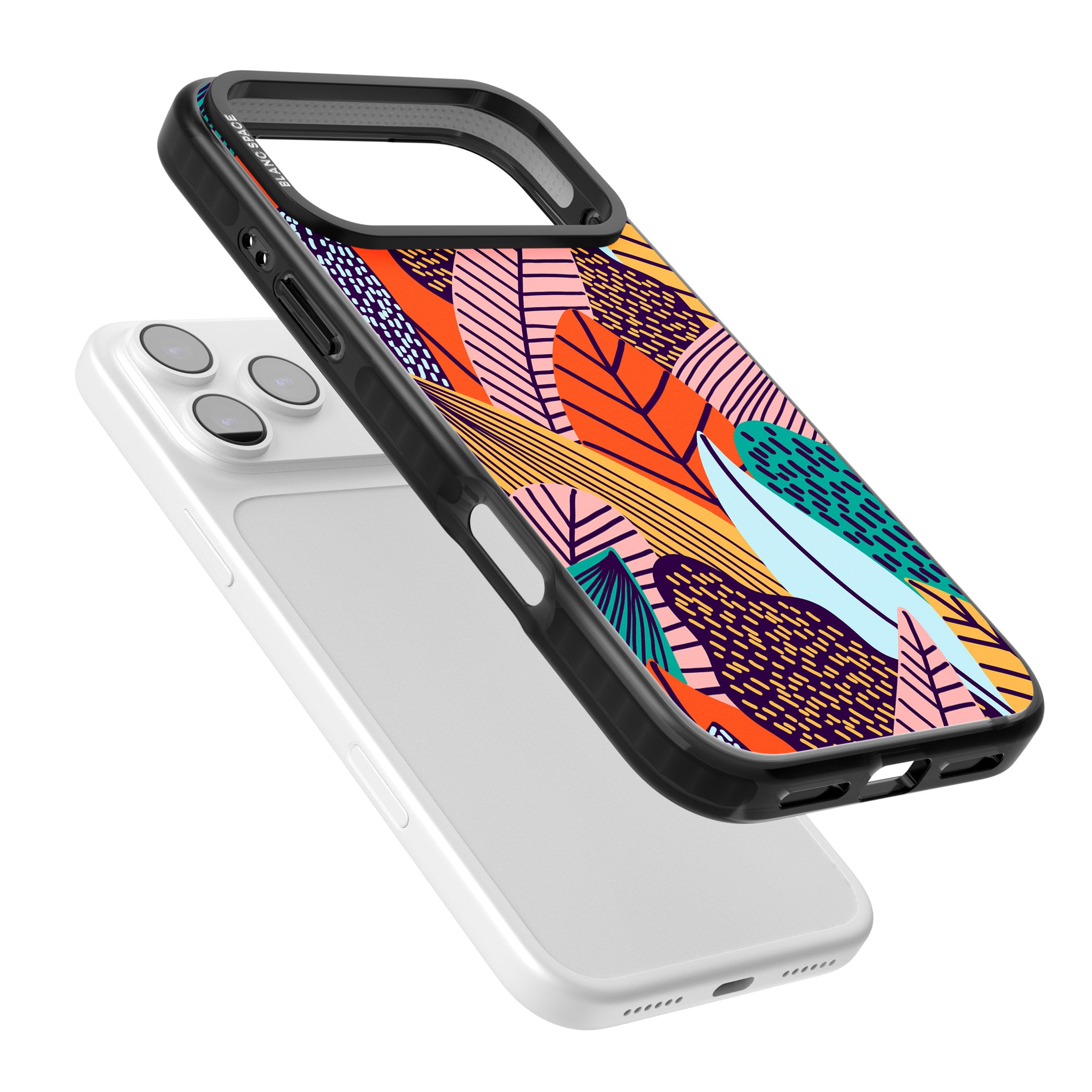 Abstract Leaves iPhone 17 Pro Impact Pro Black Phone Case Colours