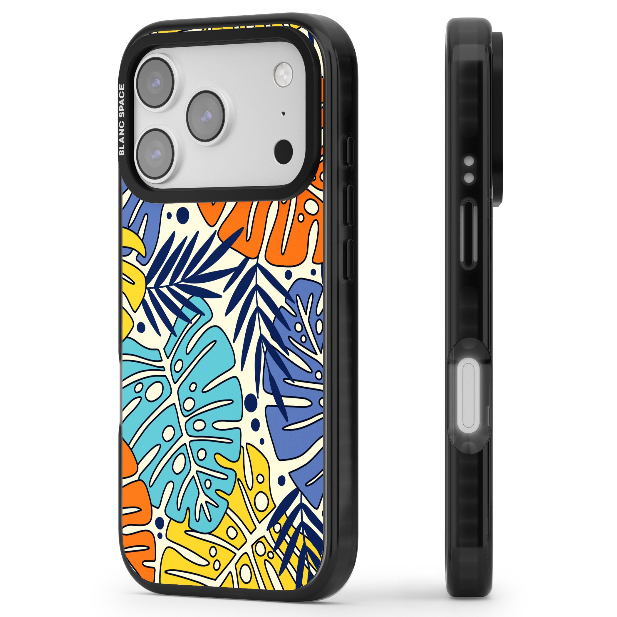 Beach Leaves iPhone 17 Pro Impact Pro Black Phone Case Side Profile