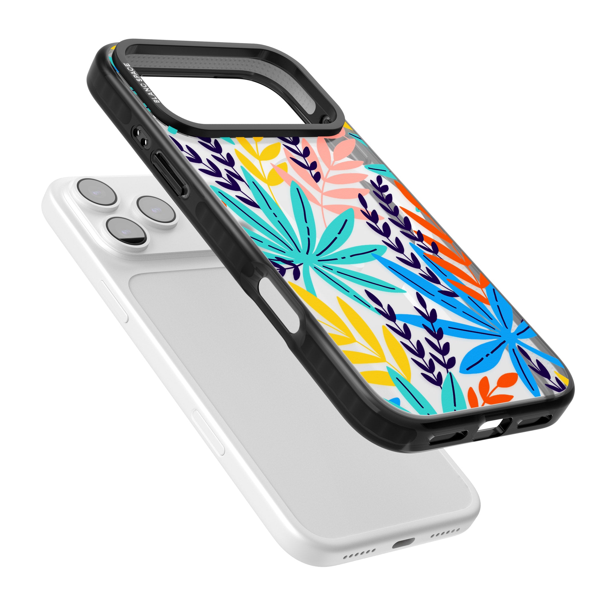 Tropical Palm Leaves iPhone 17 Pro Impact Pro Black Phone Case Colours