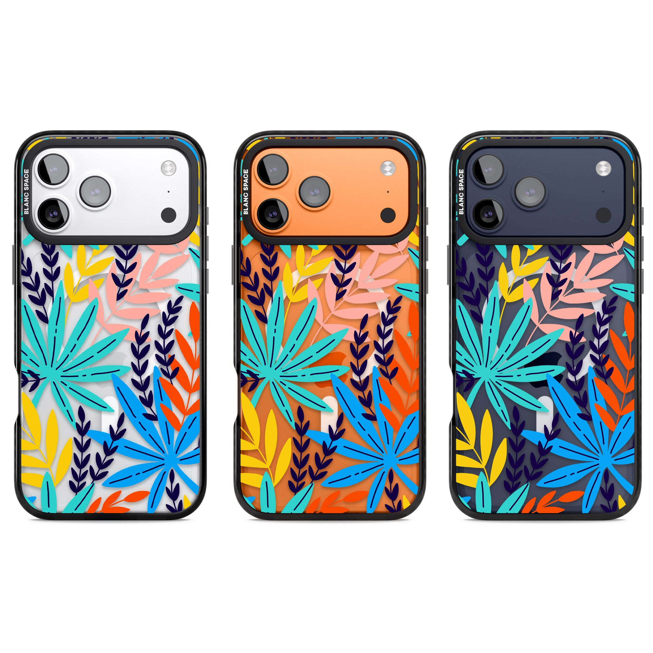 Tropical Palm Leaves iPhone 17 Pro Impact Pro Black Phone Case APT Impact Protection