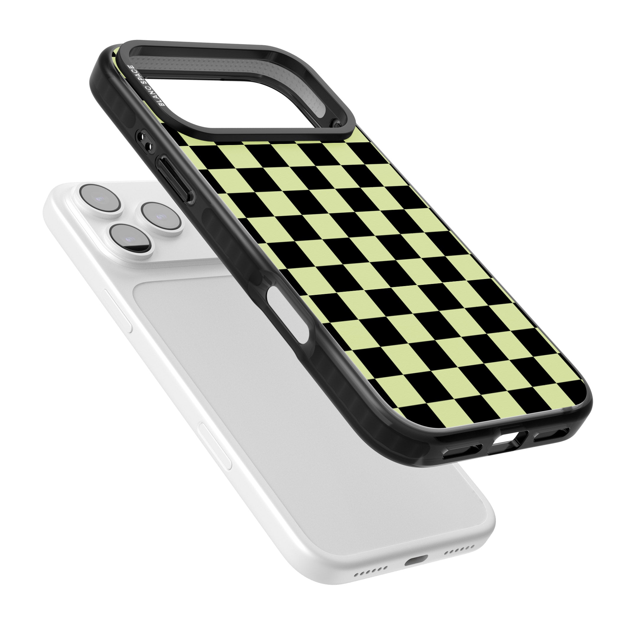 Black & Lime Check iPhone 17 Pro Max Impact Pro Black Phone Case Colours