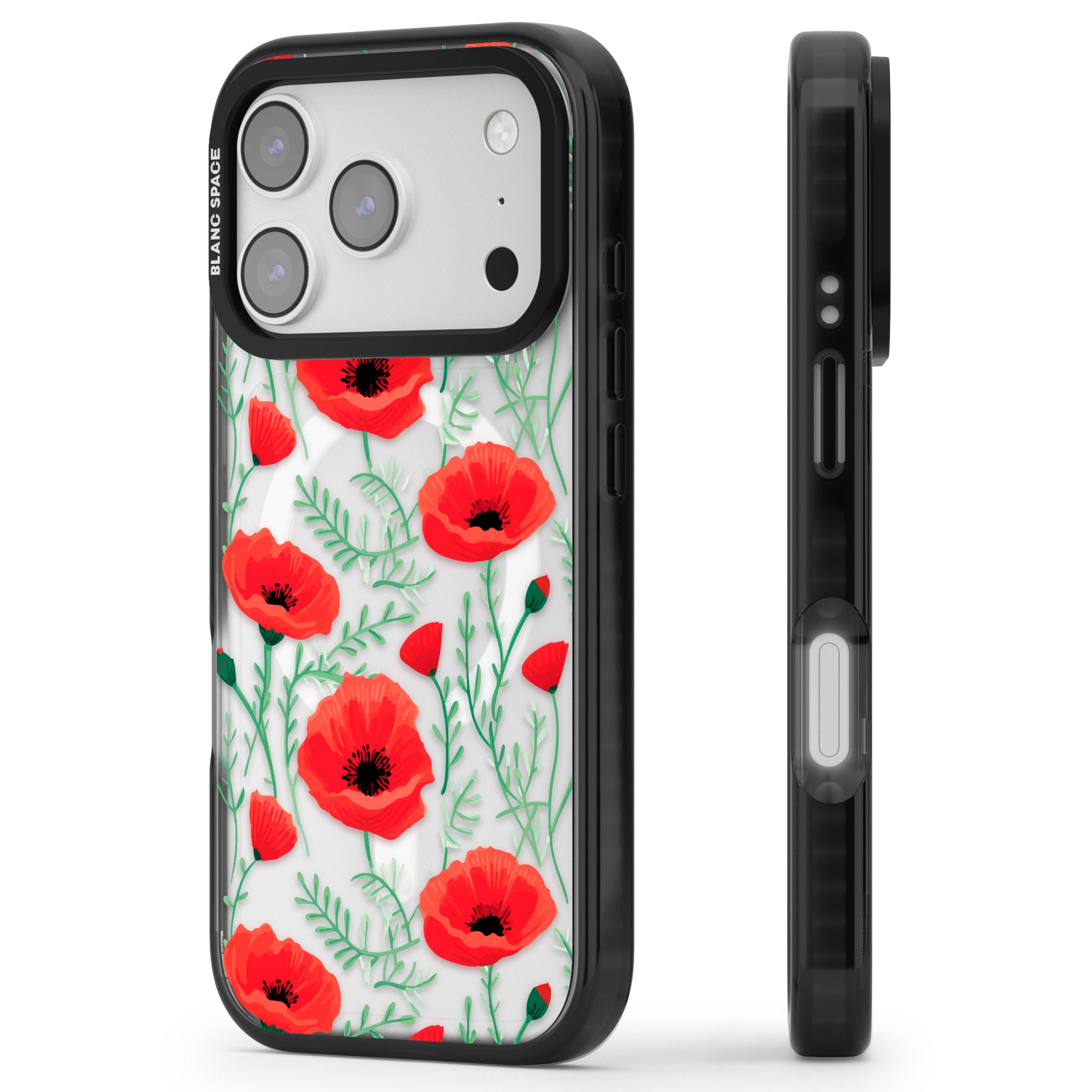 Poppy Garden iPhone 17 Pro Impact Pro Black Phone Case Side Profile