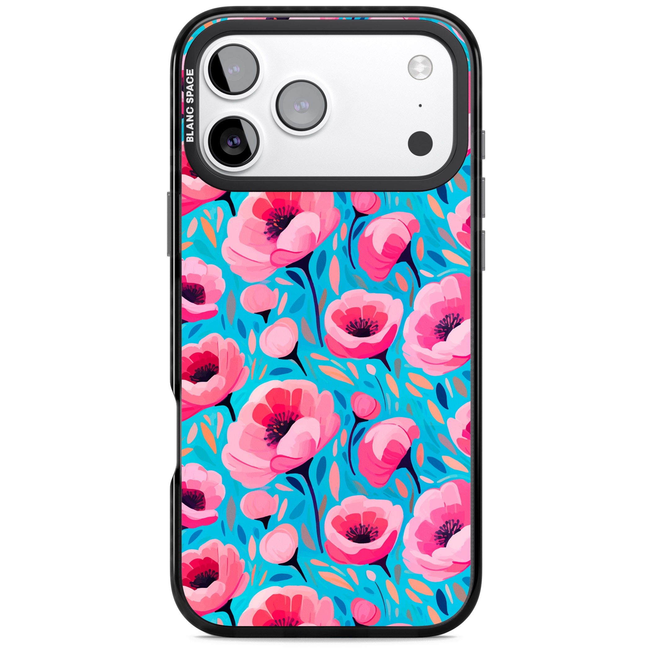 Tropical Pink Poppies iPhone 17 Pro Impact Pro Black Phone Case