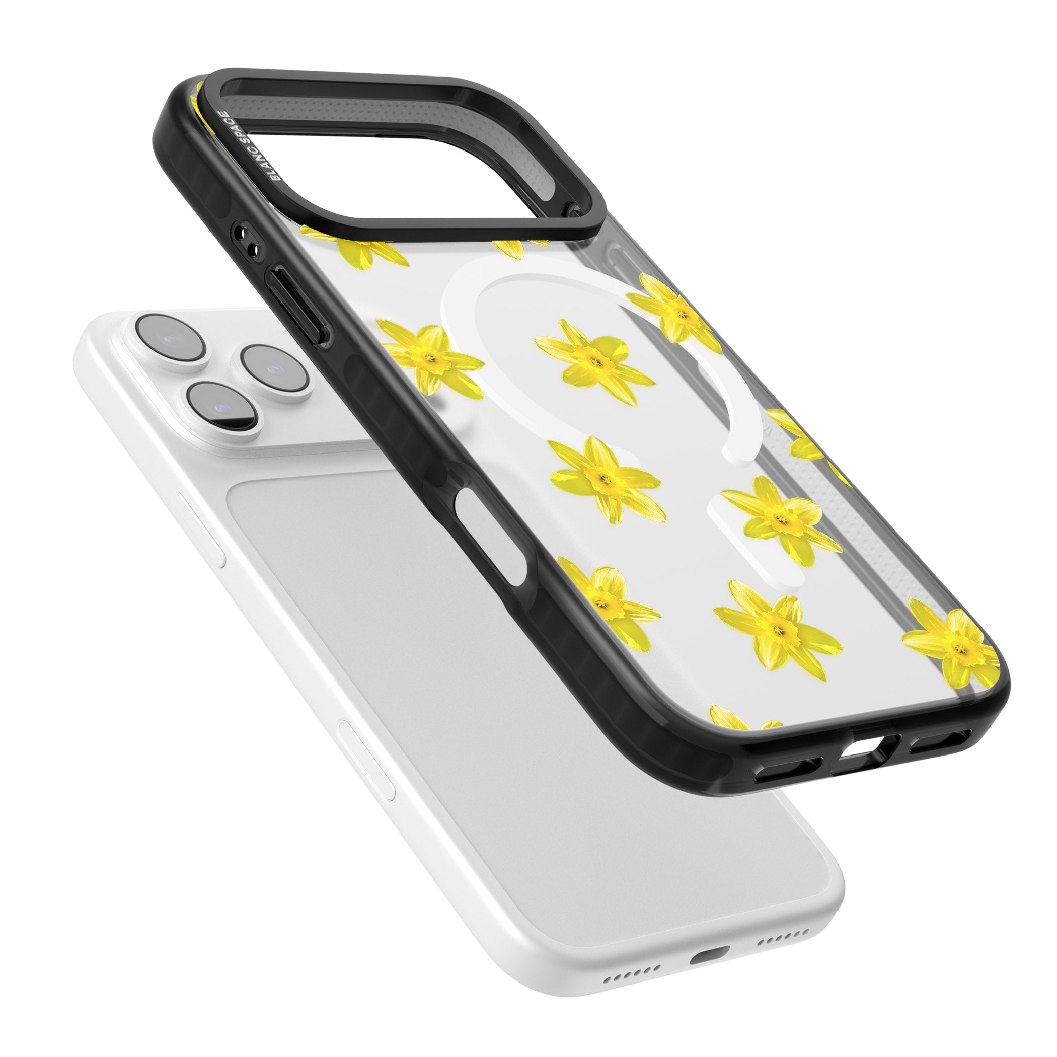 Daffodils Transparent Pattern iPhone 17 Pro Max Impact Pro Black Phone Case Colours