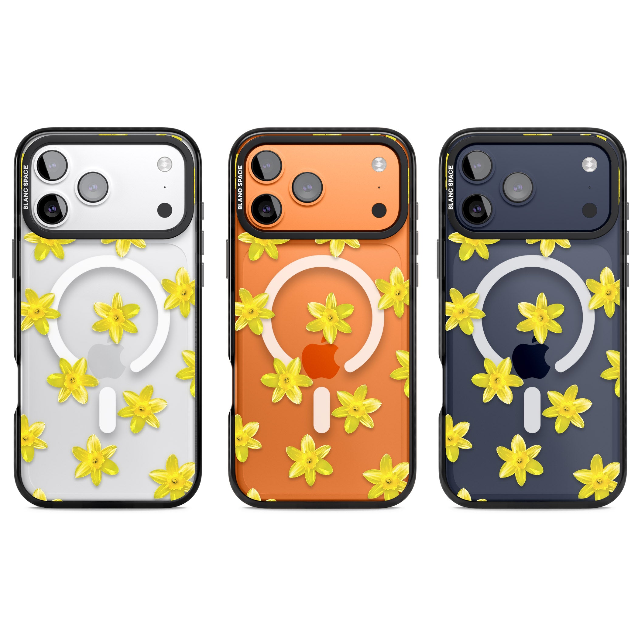 Daffodils Transparent Pattern iPhone 17 Pro Impact Pro Black Phone Case APT Impact Protection