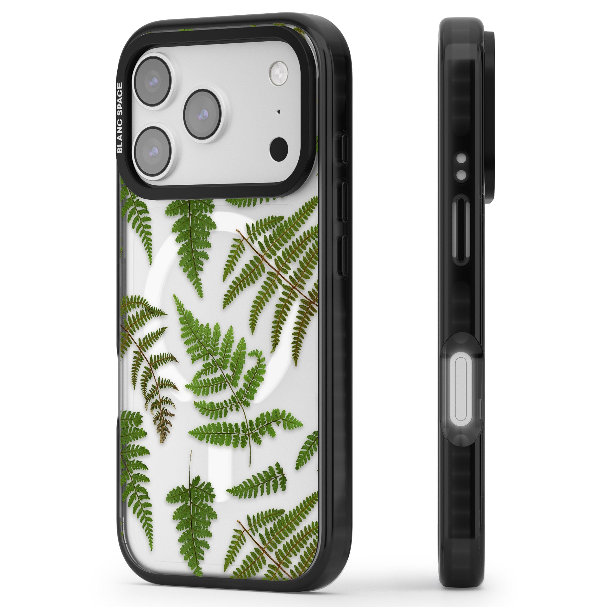 Leafy Ferns iPhone 17 Pro Impact Pro Black Phone Case Side Profile
