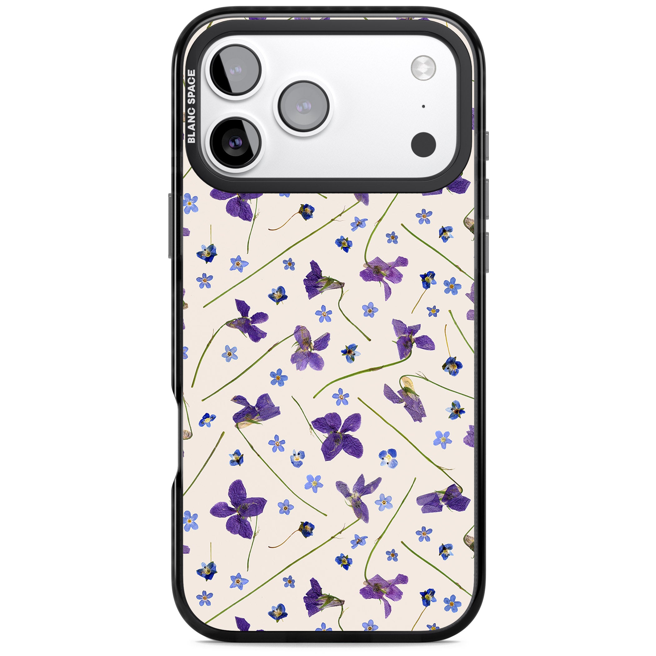 Violet Floral Dream Cream iPhone 17 Pro Impact Pro Black Phone Case