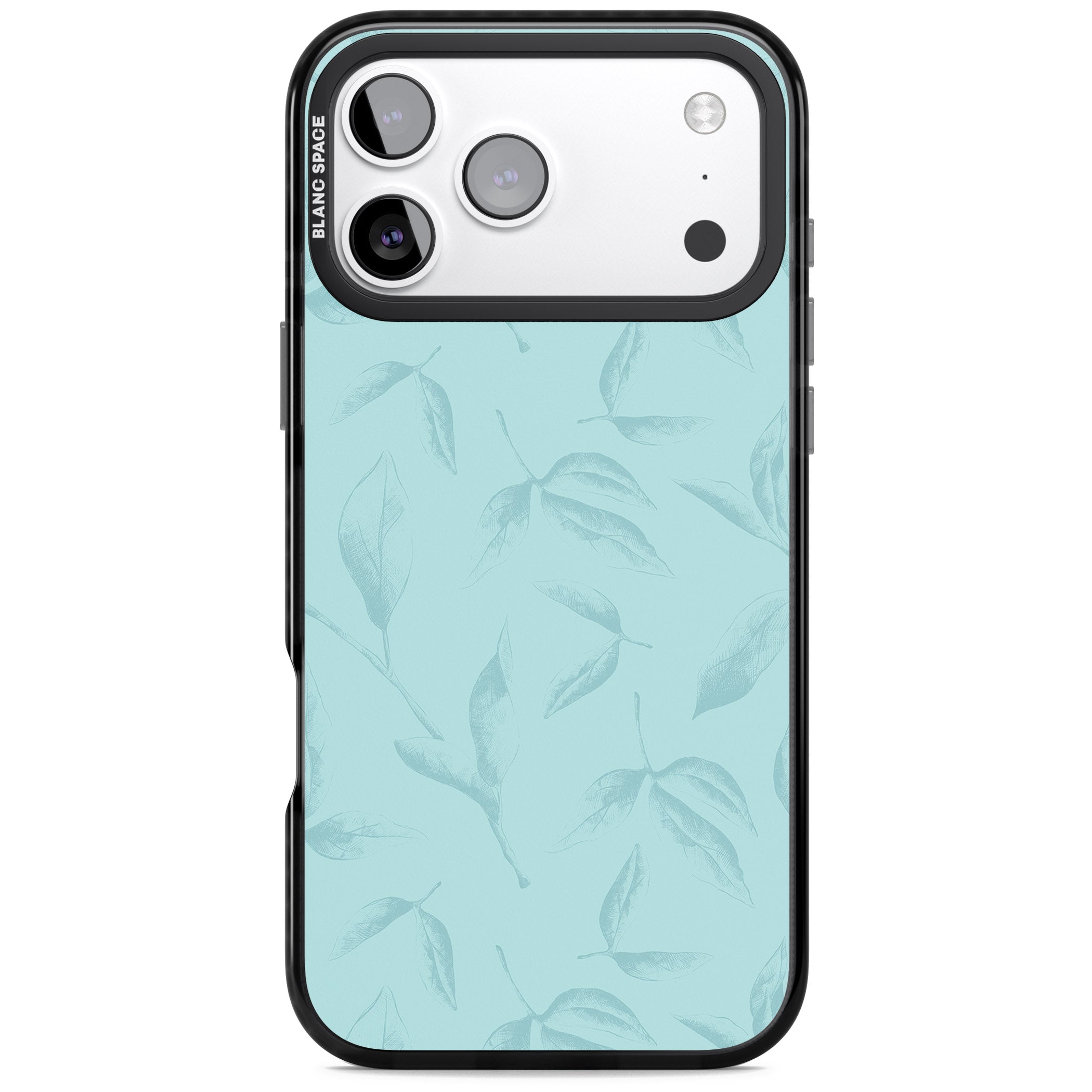 Blue Leaf Botanical iPhone 17 Pro Impact Pro Black Phone Case