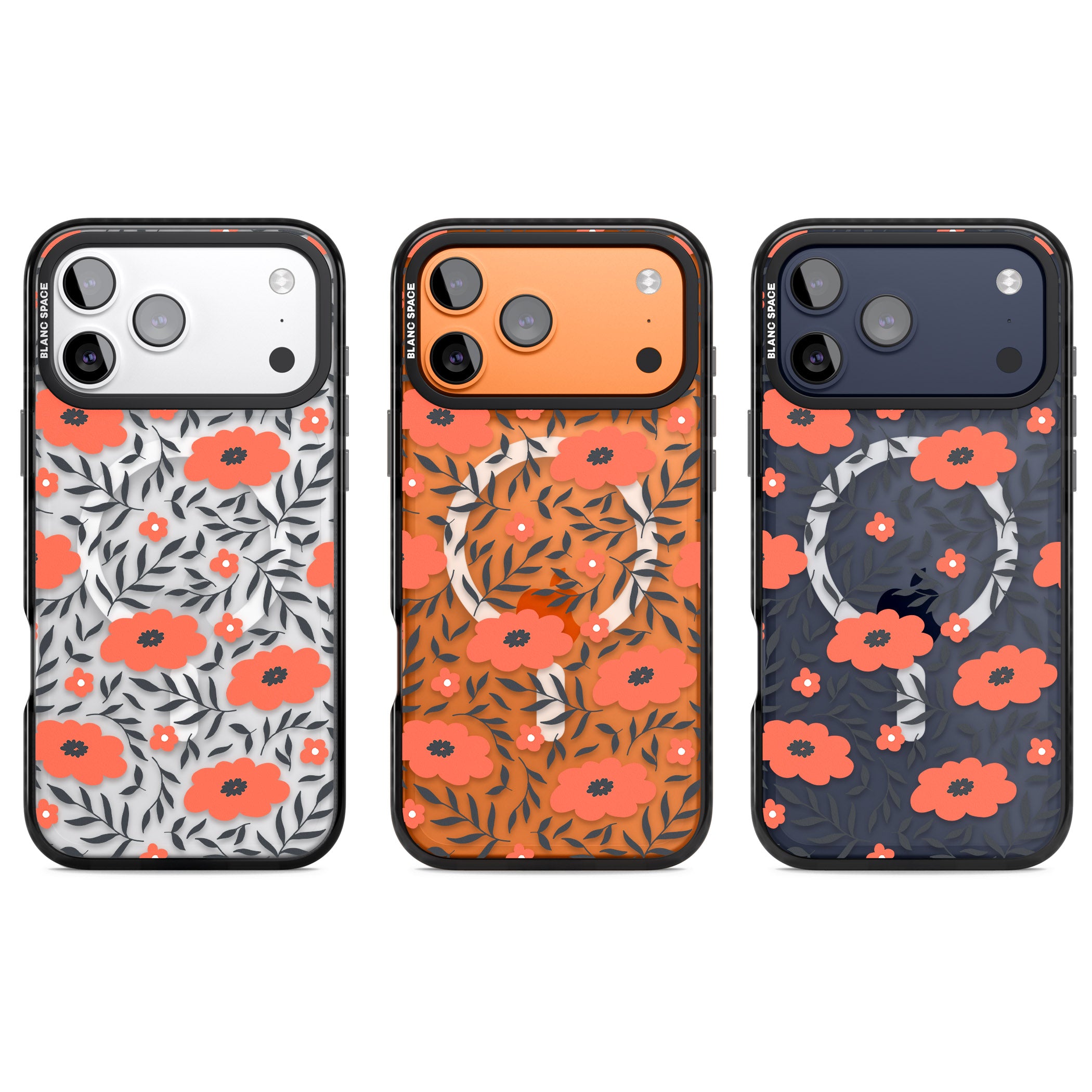 Red Poppy Floral iPhone 17 Pro Impact Pro Black Phone Case APT Impact Protection