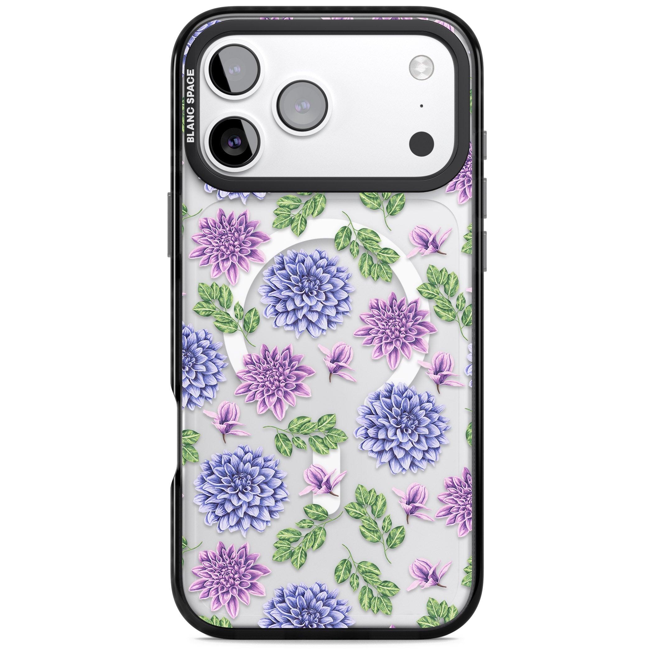 Purple Dahlias Floral iPhone 17 Pro Impact Pro Black Phone Case