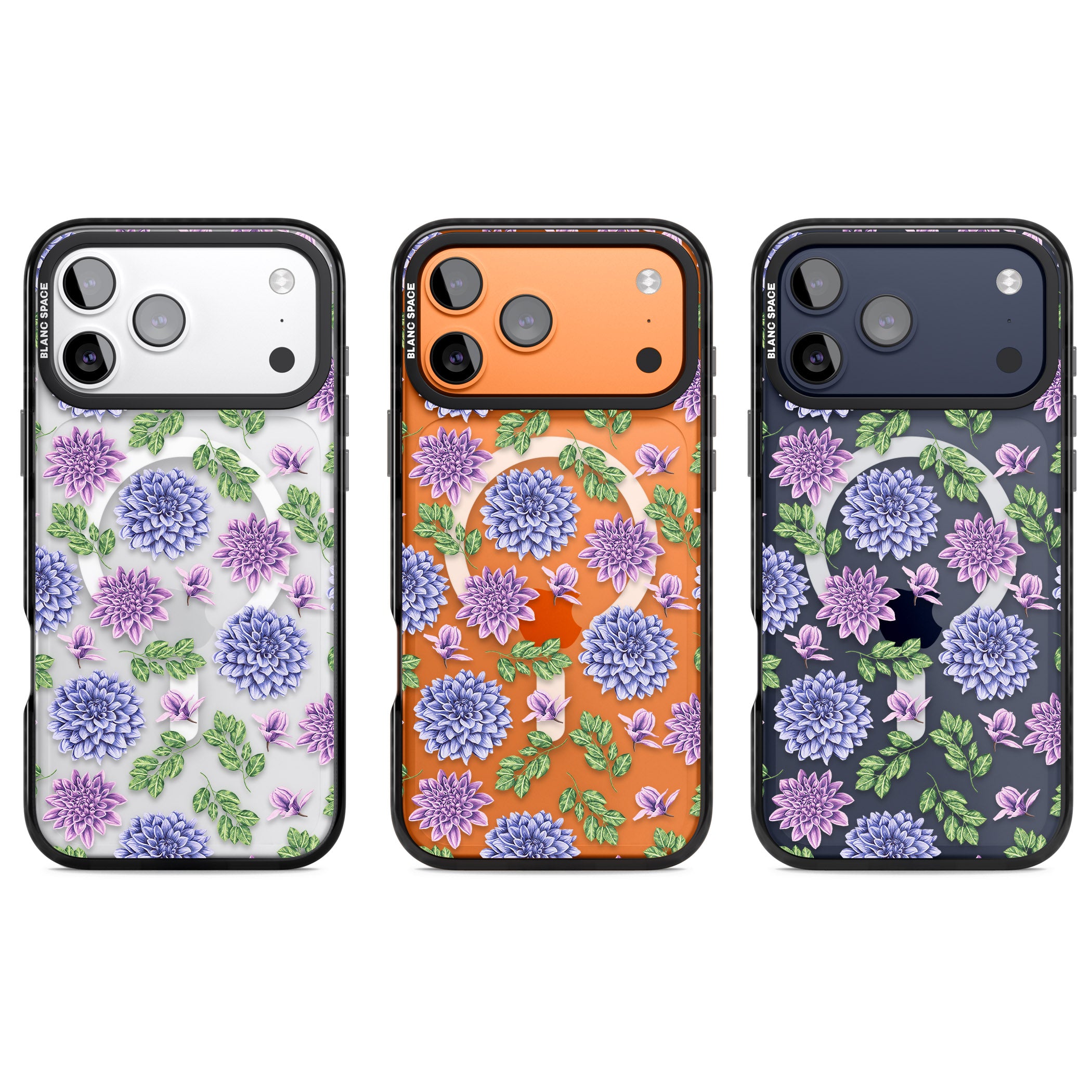 Purple Dahlias Floral iPhone 17 Pro Impact Pro Black Phone Case APT Impact Protection