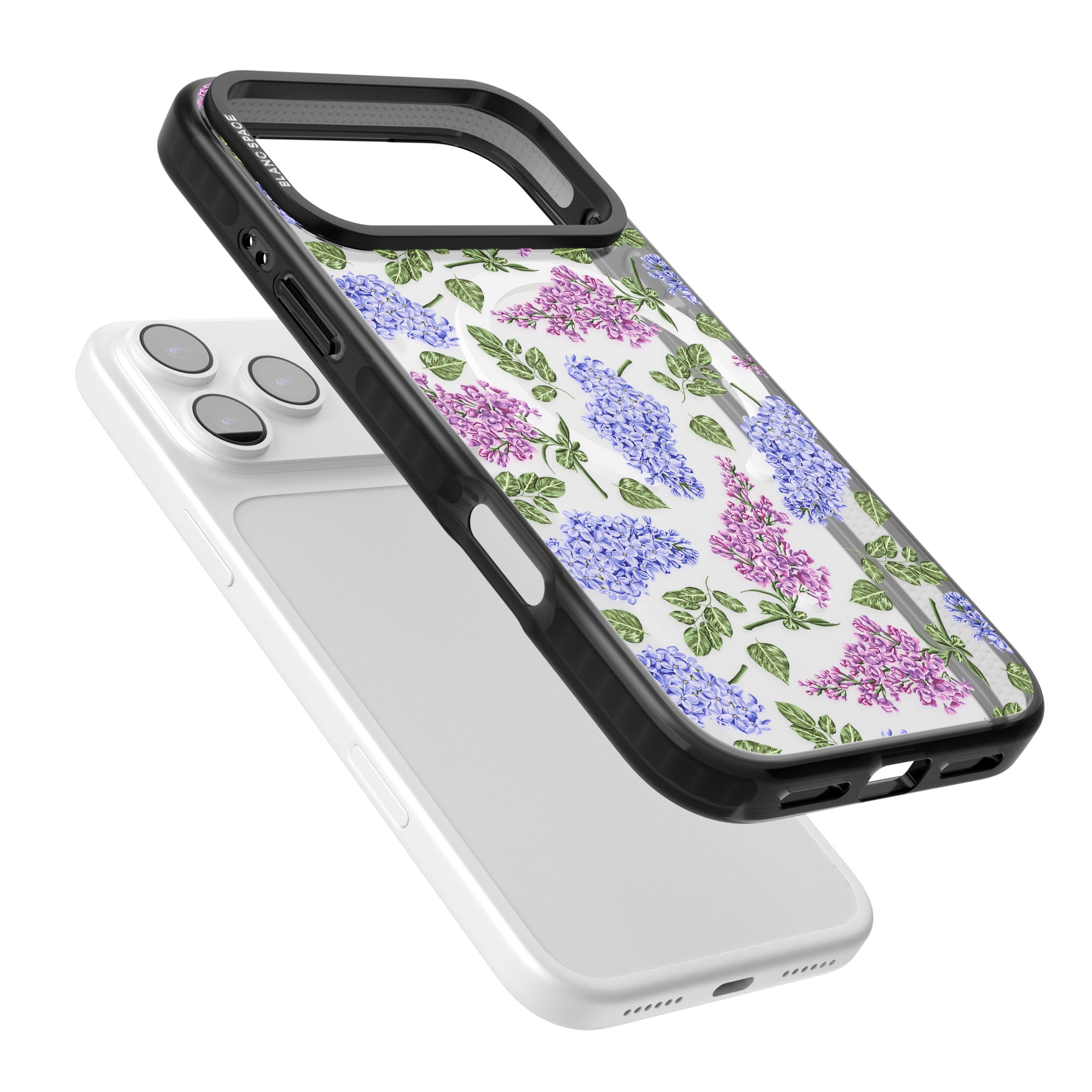 Purple Blossoms Transparent Floral iPhone 17 Pro Impact Pro Black Phone Case Colours
