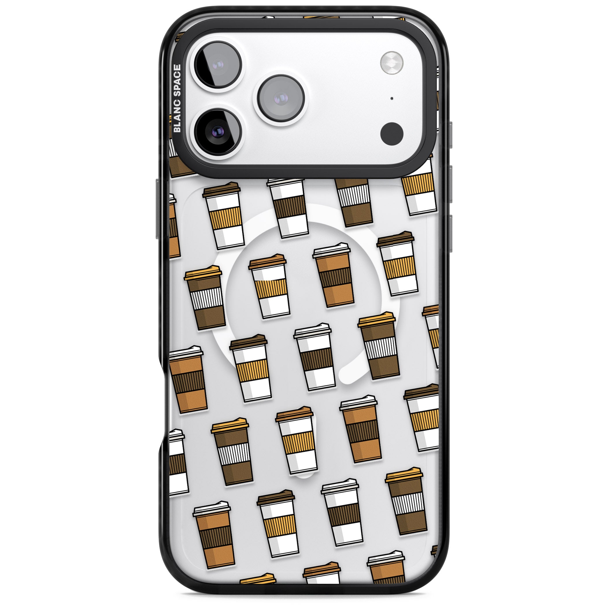 Coffee Cup Pattern iPhone 17 Pro Max Impact Pro Black Phone Case