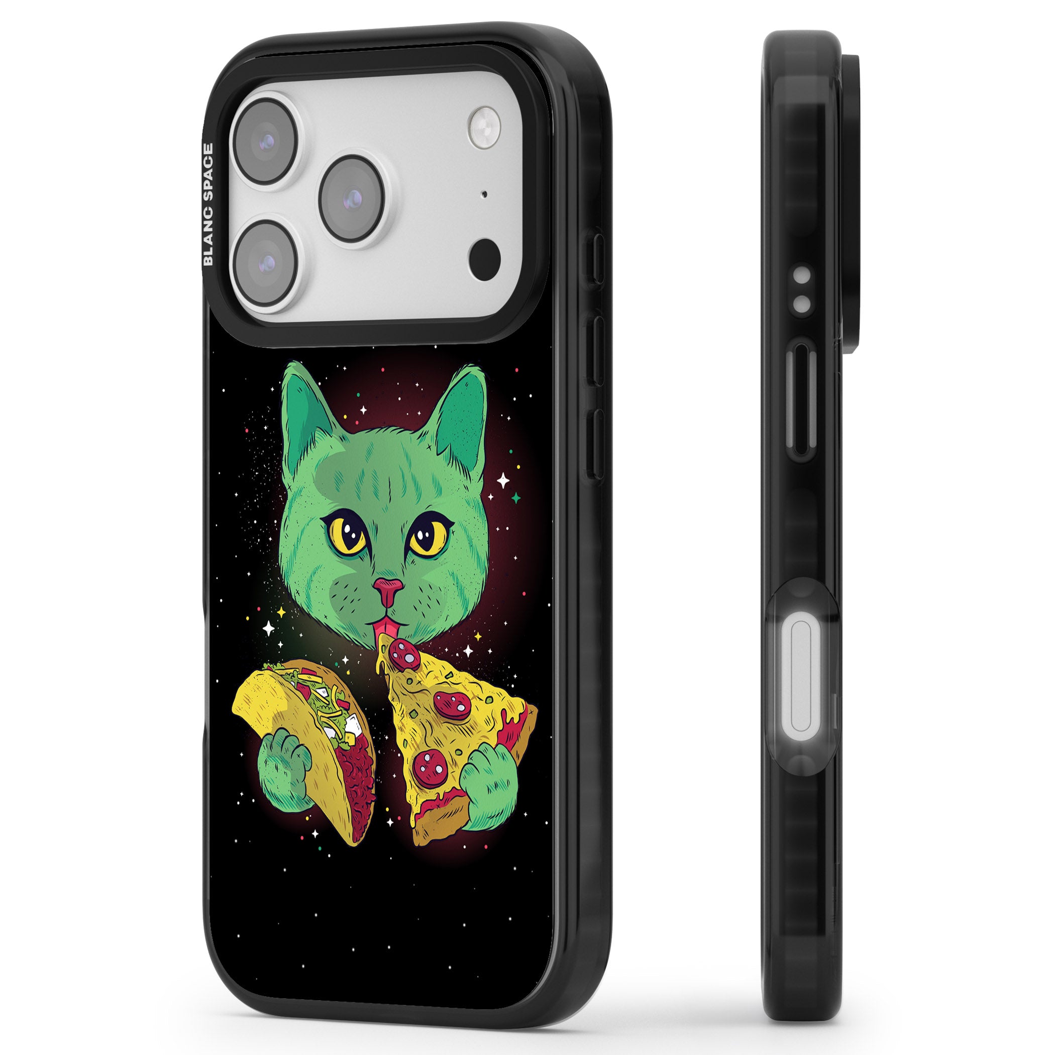 Pizza Purr iPhone 17 Pro Max Impact Pro Black Phone Case Side Profile