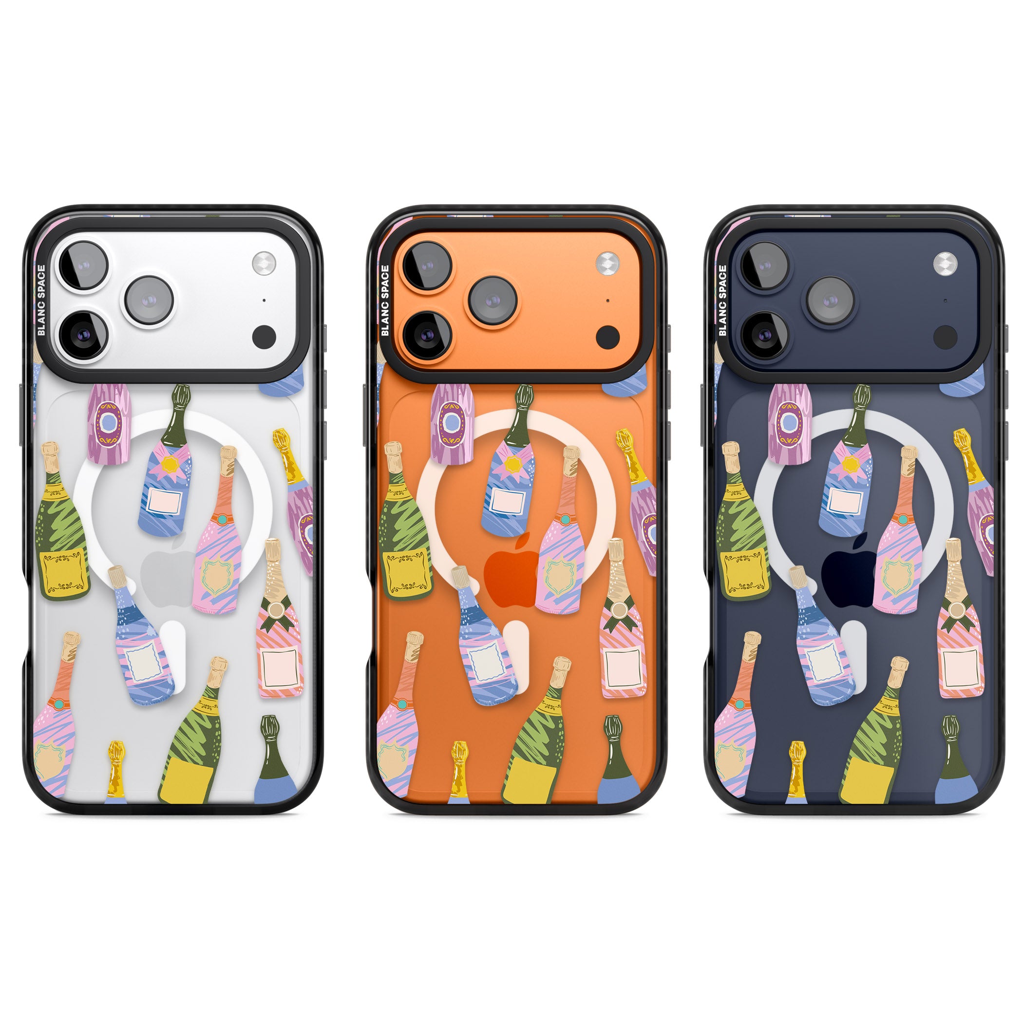 Champagne Pattern iPhone 17 Pro Impact Pro Black Phone Case APT Impact Protection