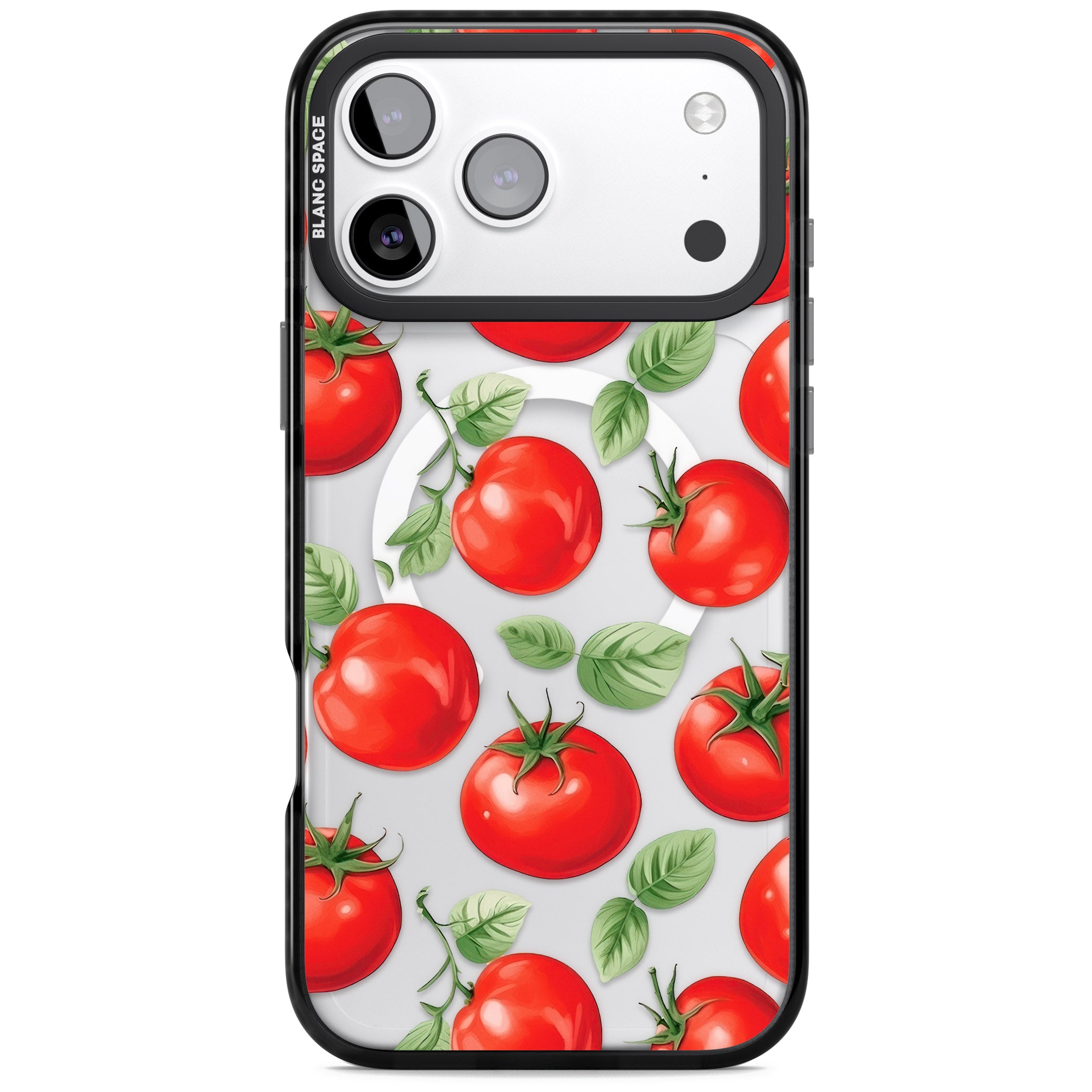 Tomato Pattern iPhone 17 Pro Max Impact Pro Black Phone Case