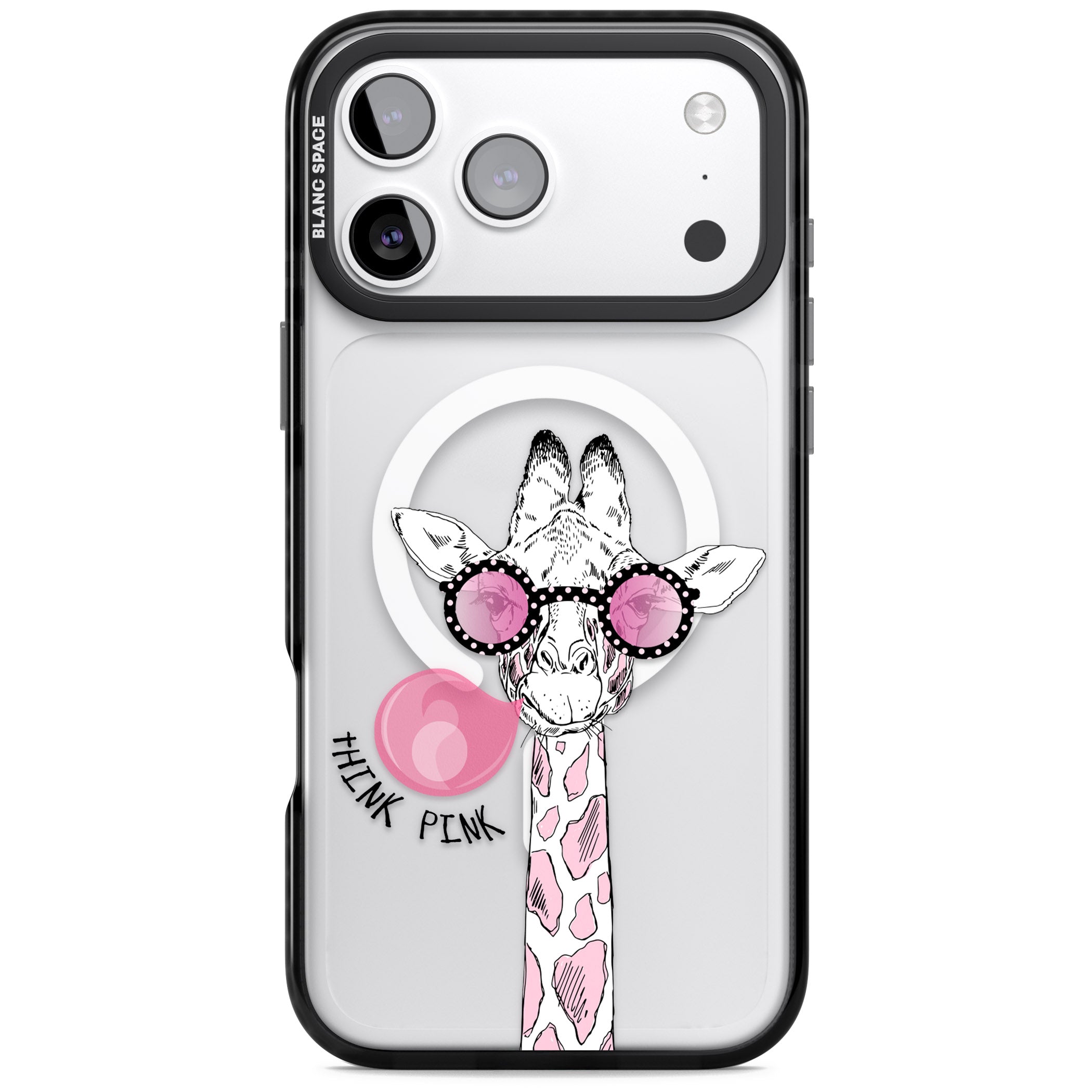 Think Pink Giraffe iPhone 17 Pro Max Impact Pro Black Phone Case
