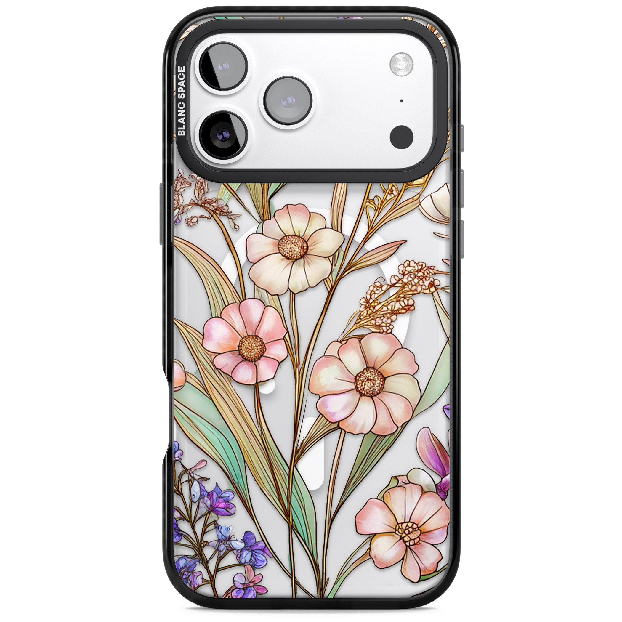 Glass Spring Flowers iPhone 17 Pro Impact Pro Black Phone Case