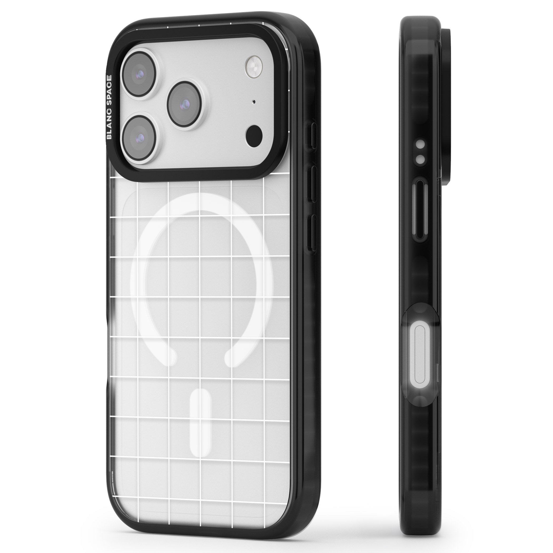 Modern Grid iPhone 17 Pro Impact Pro Black Phone Case Side Profile