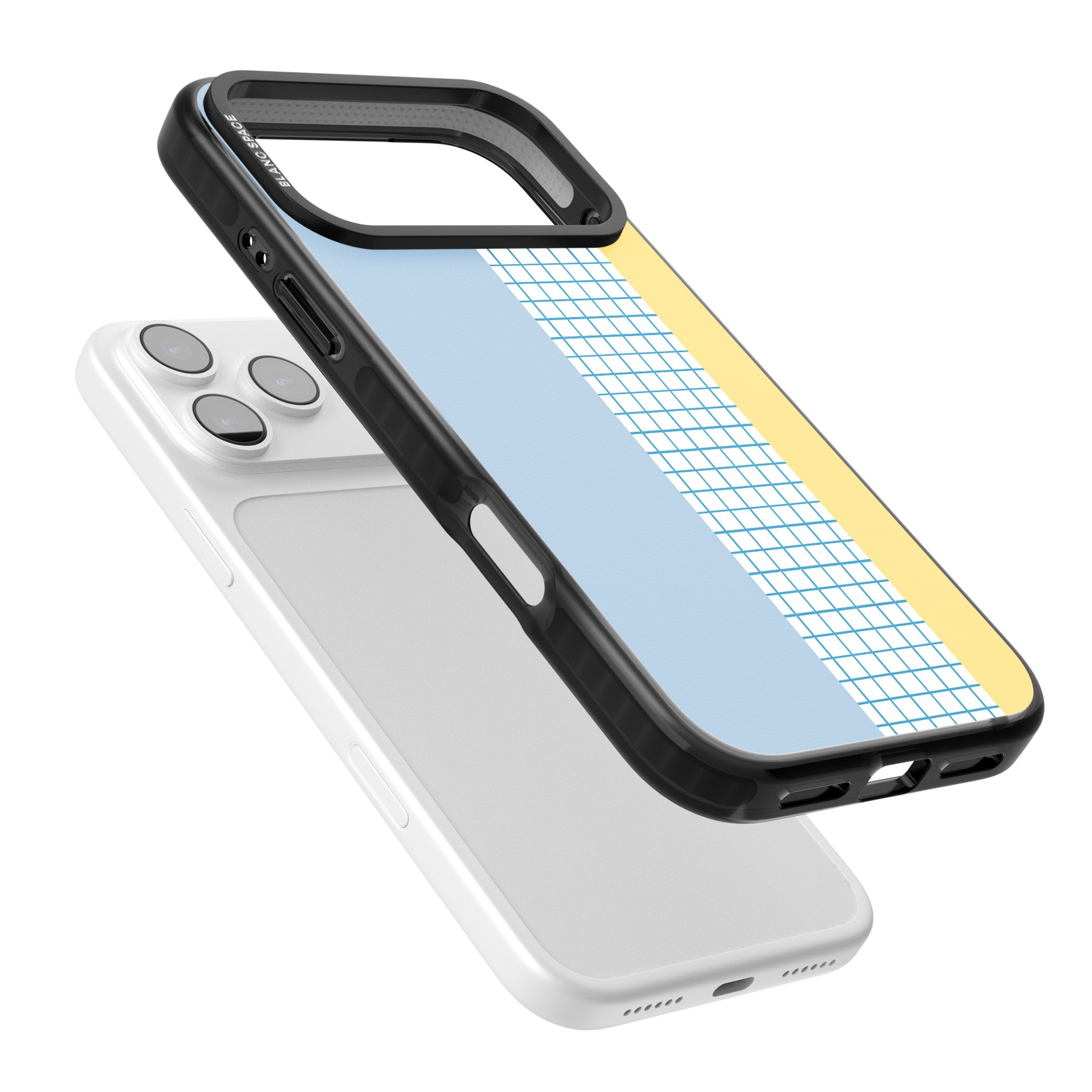 Abstract Grid Blue & Yellow iPhone 17 Pro Impact Pro Black Phone Case Colours