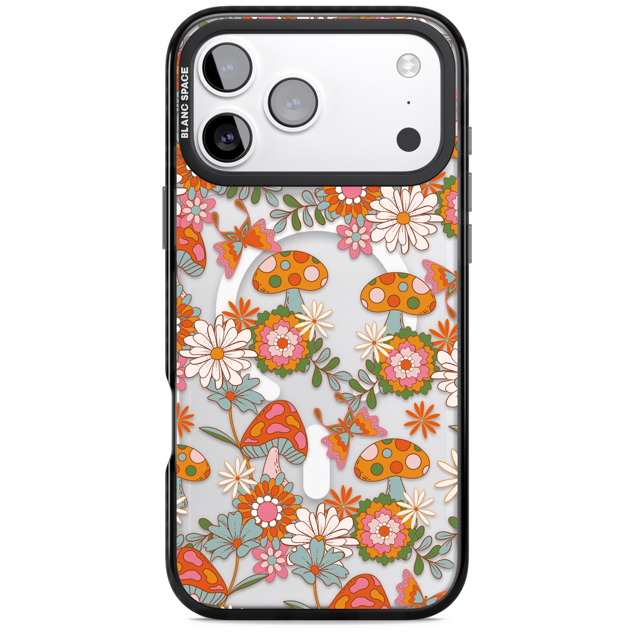 Groovy Shrooms & Flowers iPhone 17 Pro Max Impact Pro Black Phone Case