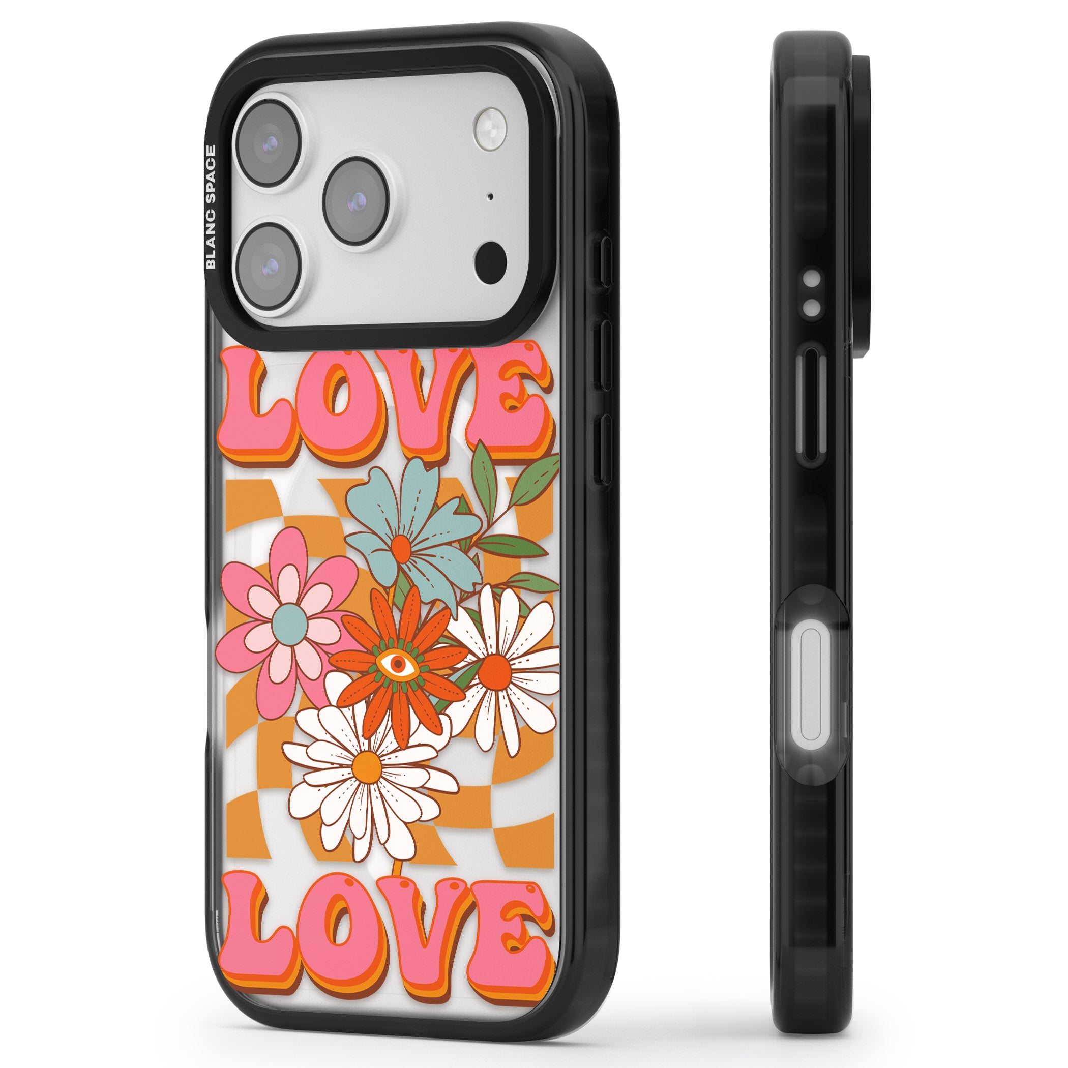 Love Bloom iPhone 17 Pro Impact Pro Black Phone Case Side Profile