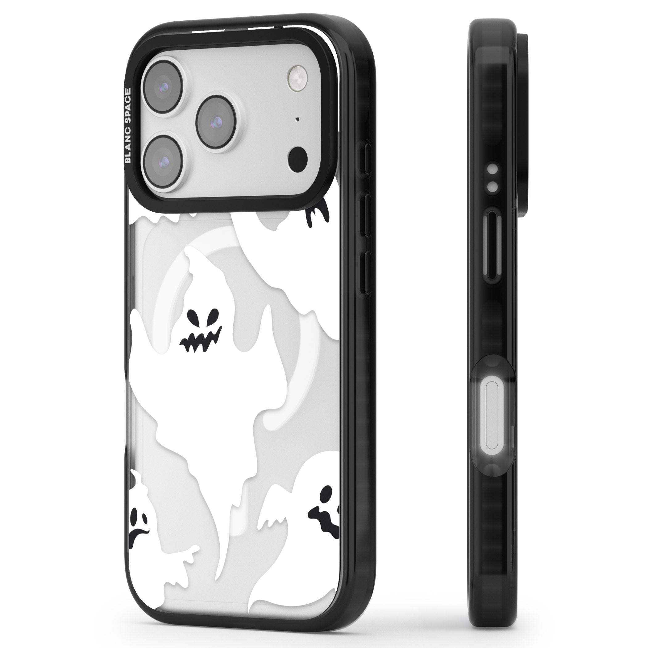 Ghost Pattern iPhone 17 Pro Impact Pro Black Phone Case Side Profile