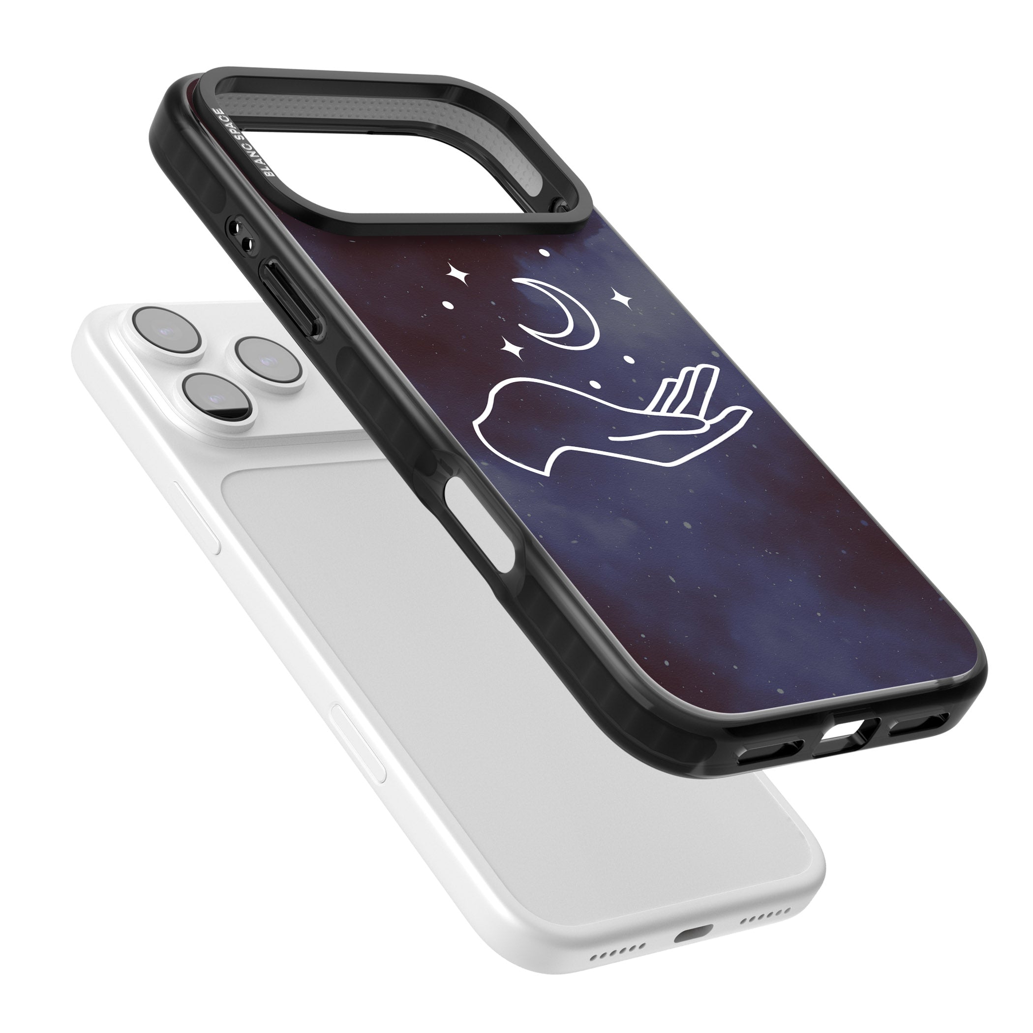 Celestial Hand & Moon iPhone 17 Pro Impact Pro Black Phone Case Colours