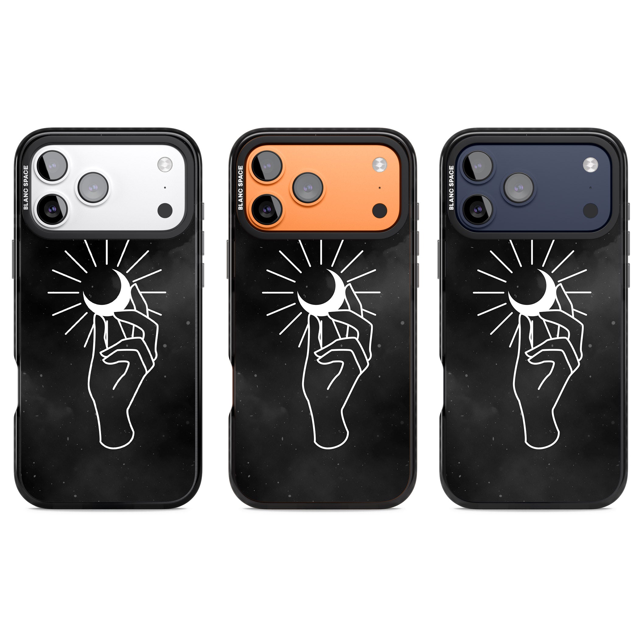 Hand Holding Celestial Moon iPhone 17 Pro Impact Pro Black Phone Case APT Impact Protection