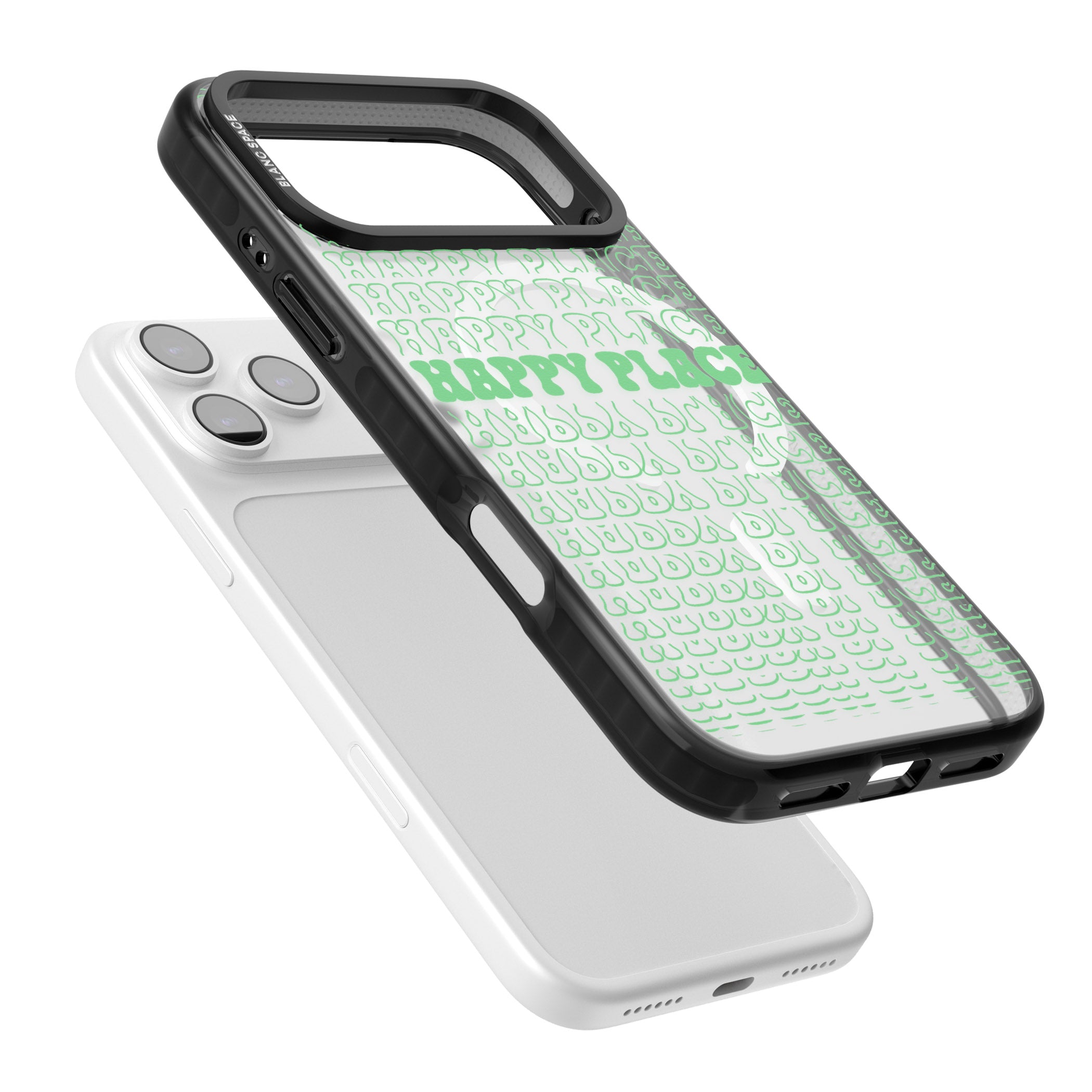 Happy Place (Green) iPhone 17 Pro Max Impact Pro Black Phone Case Colours
