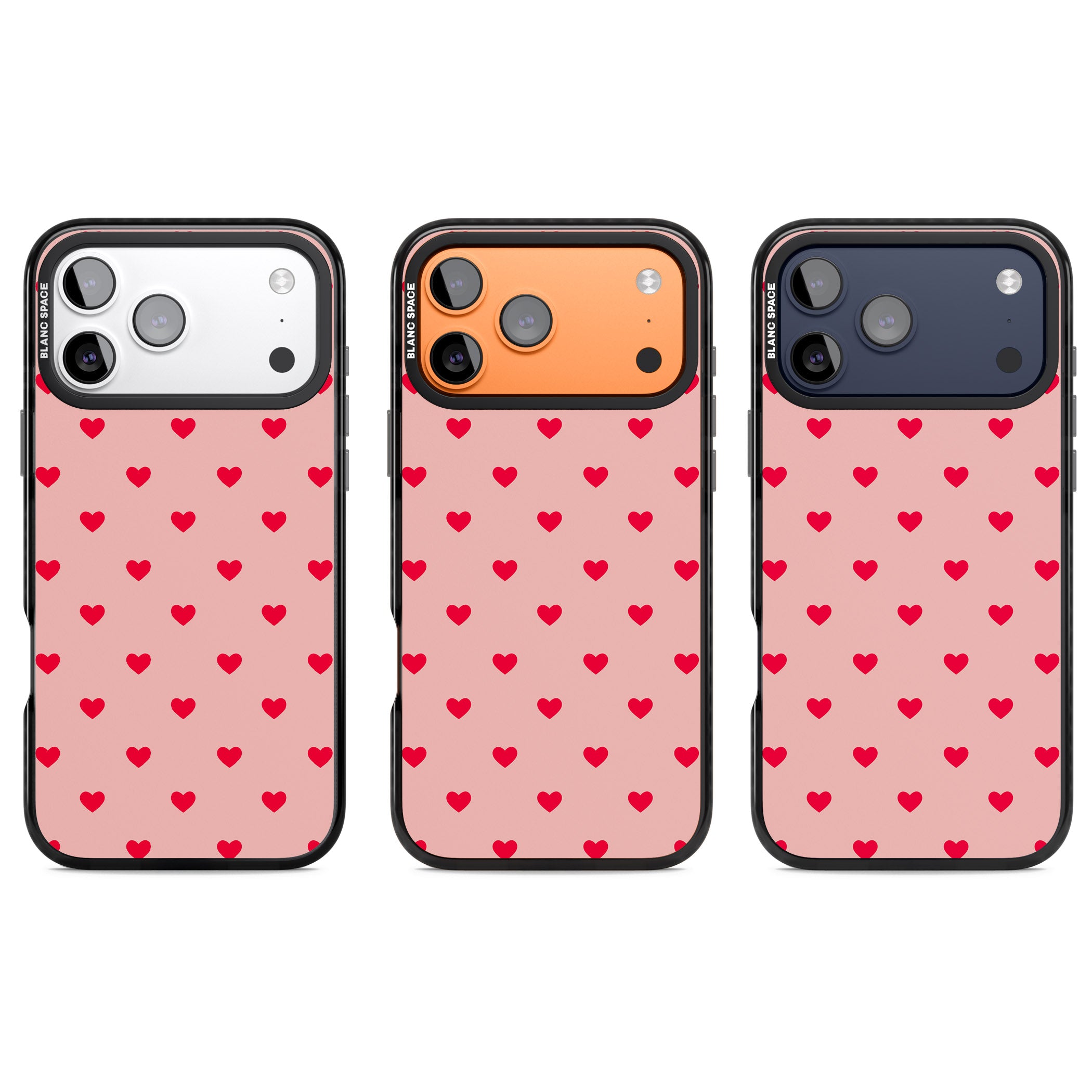 Small Heart Pattern: Red & Pink iPhone 17 Pro Impact Pro Black Phone Case APT Impact Protection
