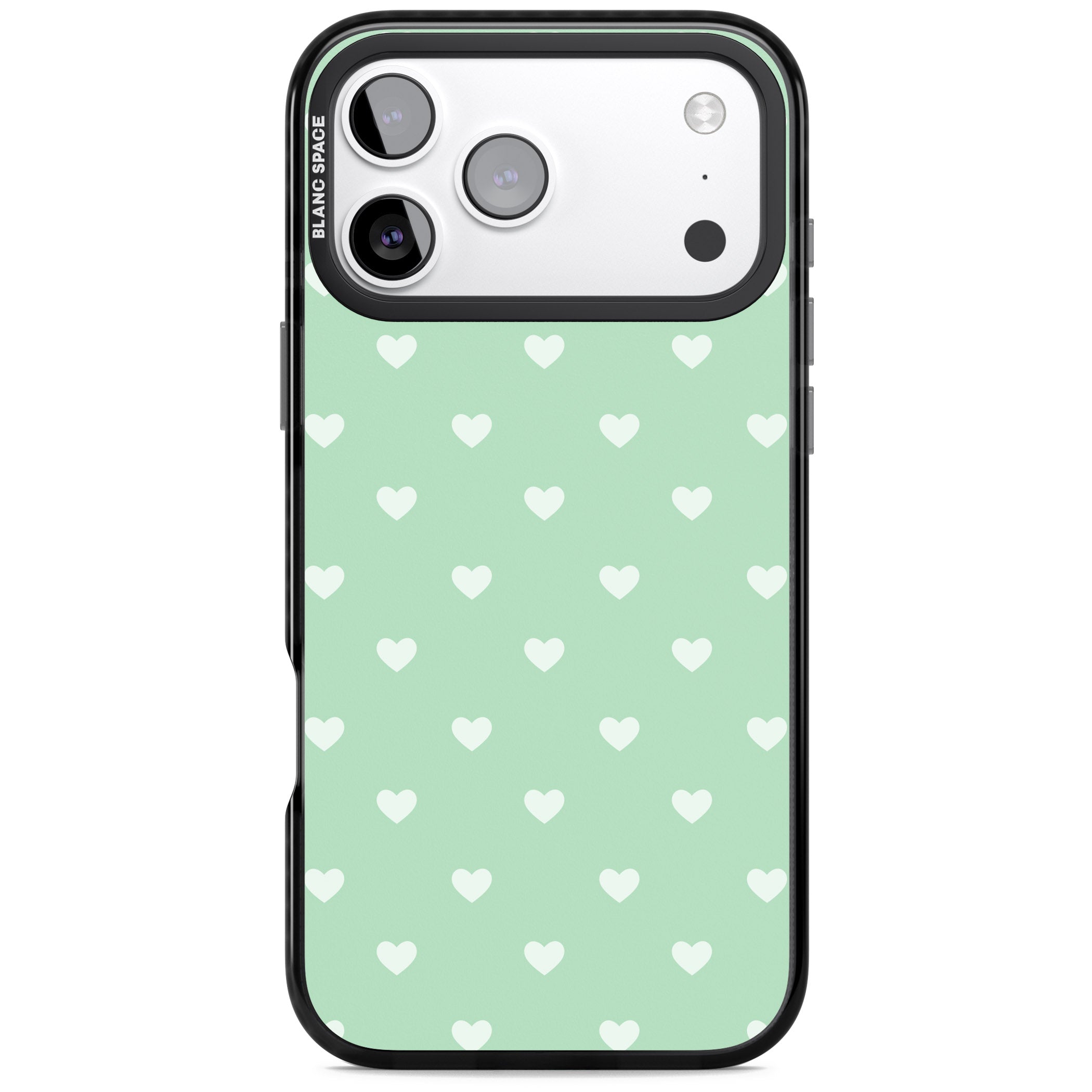Small Heart Pattern: Green iPhone 17 Pro Impact Pro Black Phone Case
