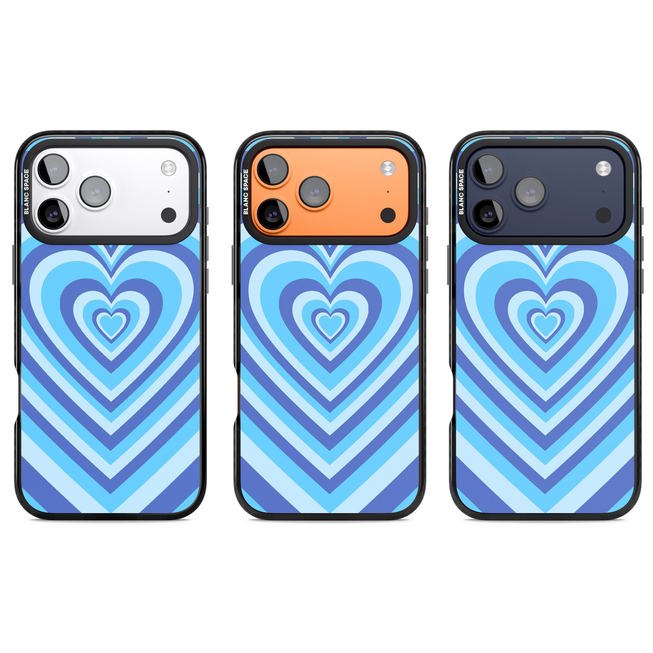 Blue Heart Illusion iPhone 17 Pro Impact Pro Black Phone Case APT Impact Protection