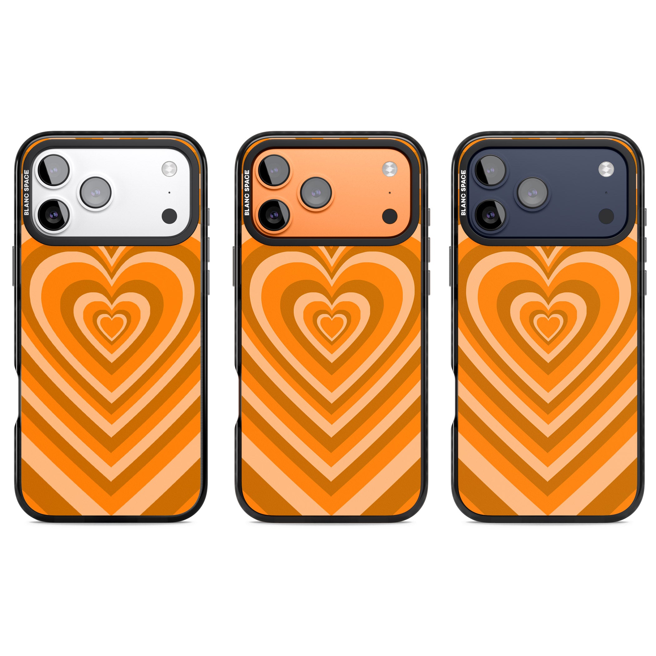Orange Heart Illusion iPhone 17 Pro Impact Pro Black Phone Case APT Impact Protection