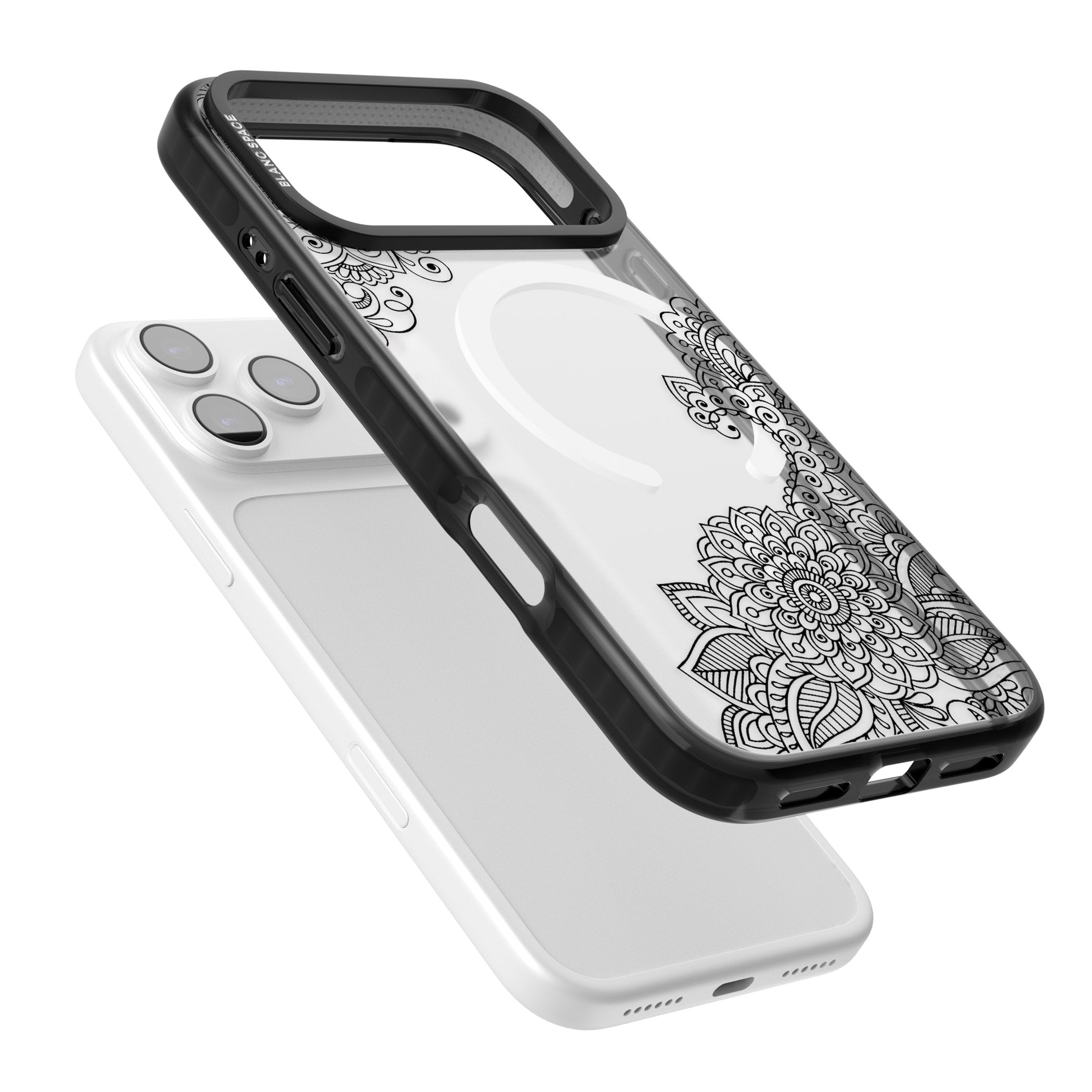 Black Henna Botanicals iPhone 17 Pro Max Impact Pro Black Phone Case Colours