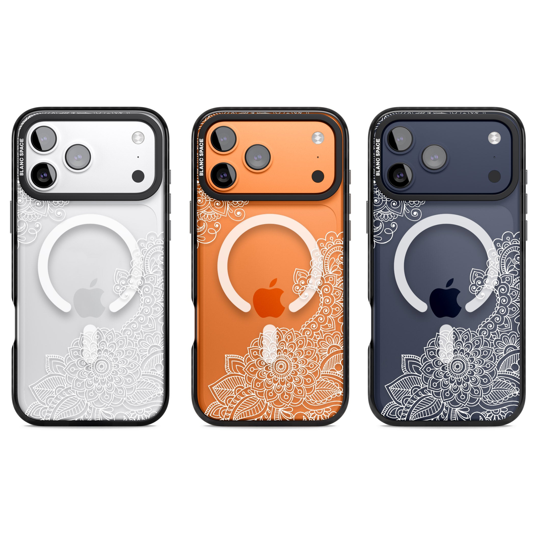 White Henna Botanicals iPhone 17 Pro Impact Pro Black Phone Case APT Impact Protection