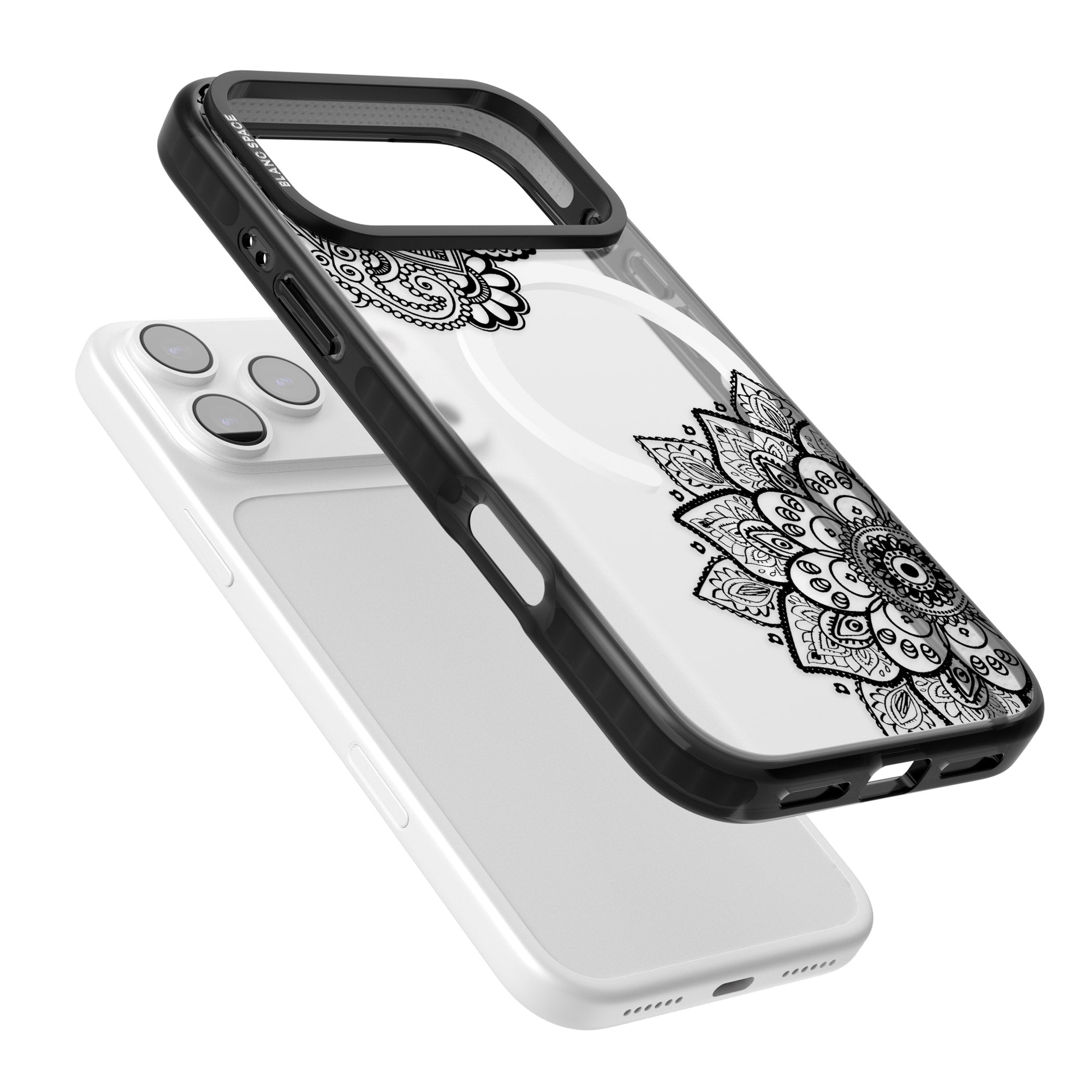 Black Henna Florals iPhone 17 Pro Impact Pro Black Phone Case Colours