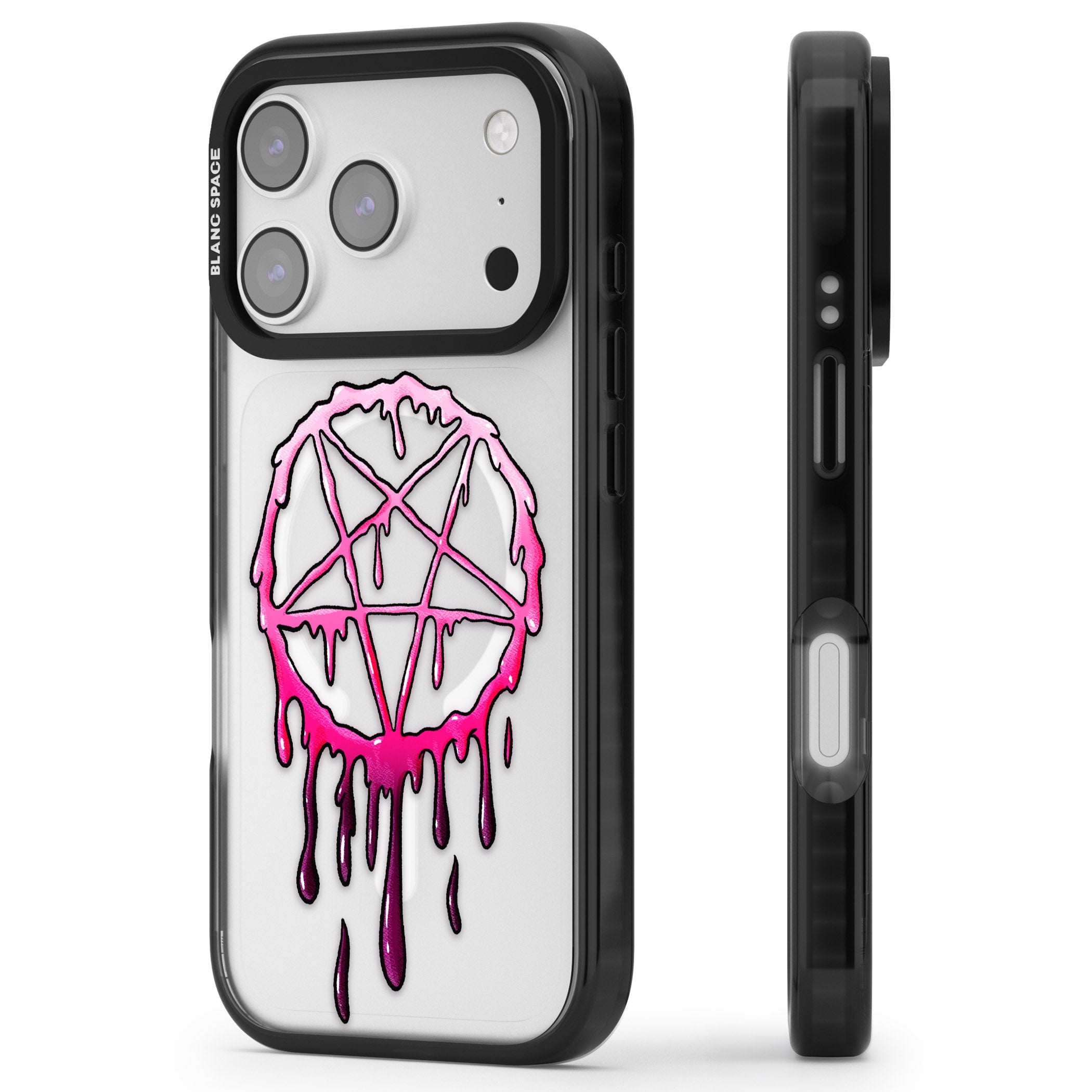 Pentagram Of Blood iPhone 17 Pro Impact Pro Black Phone Case Side Profile