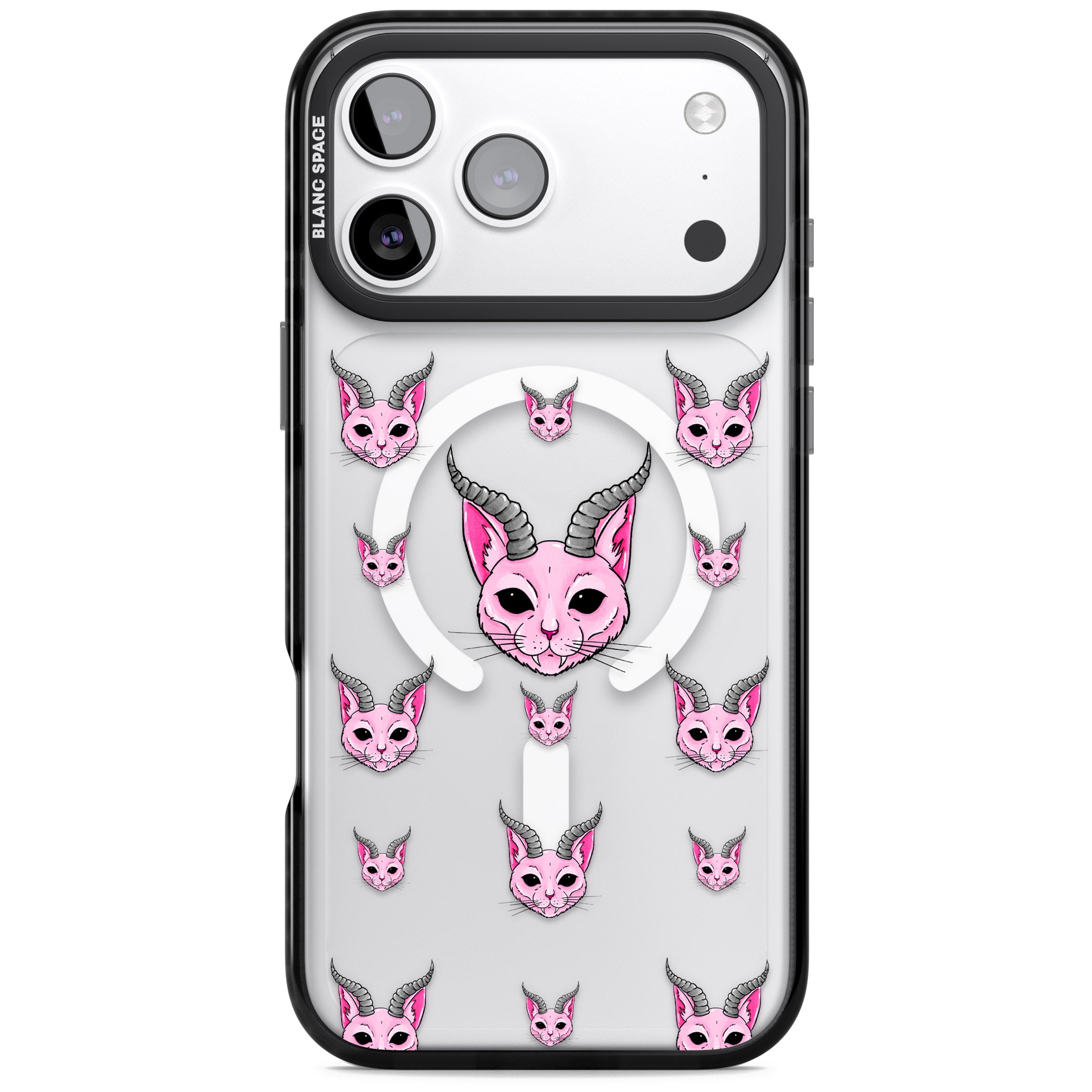 Demon Cat Pattern iPhone 17 Pro Impact Pro Black Phone Case
