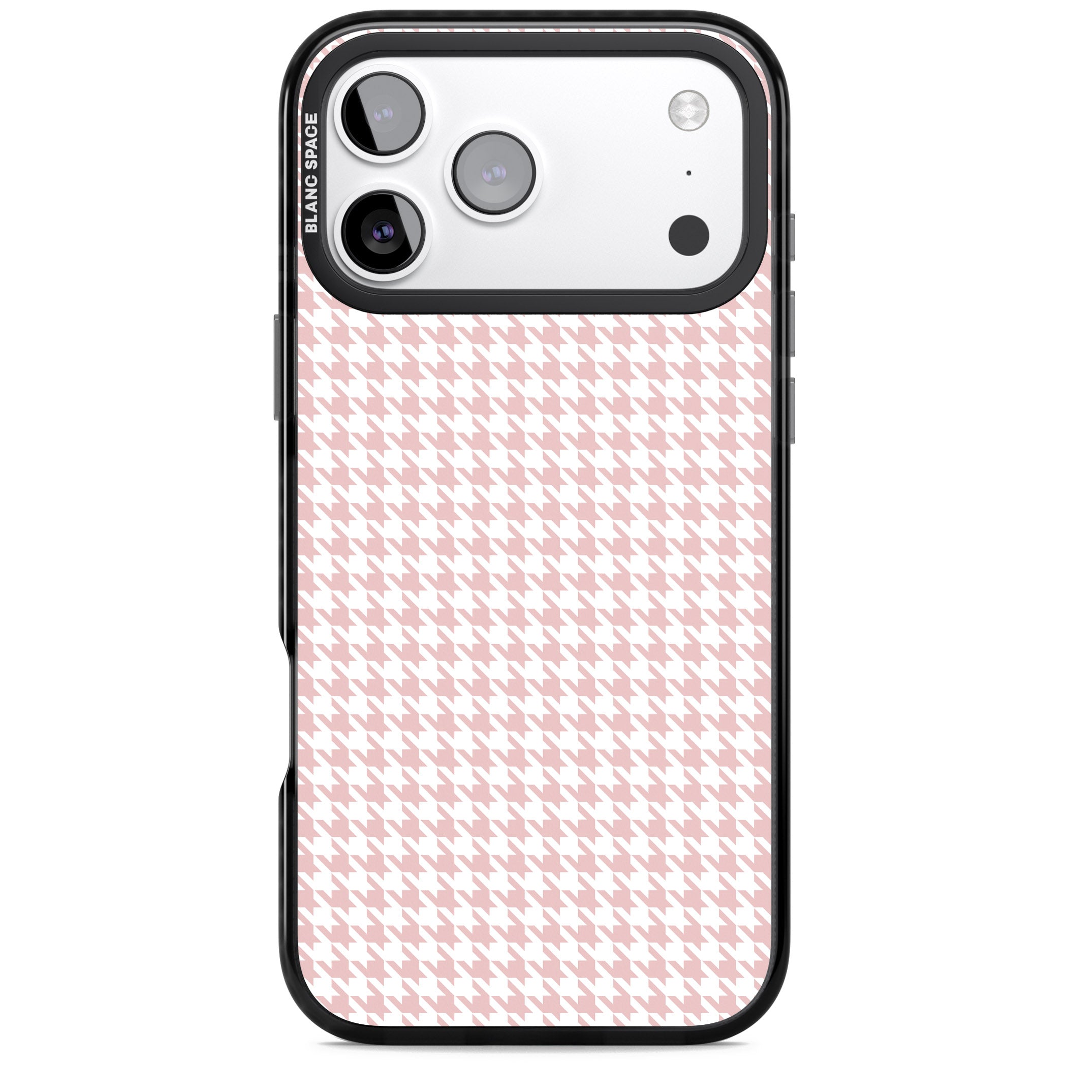 Pink Houndstooth Pattern iPhone 17 Pro Impact Pro Black Phone Case