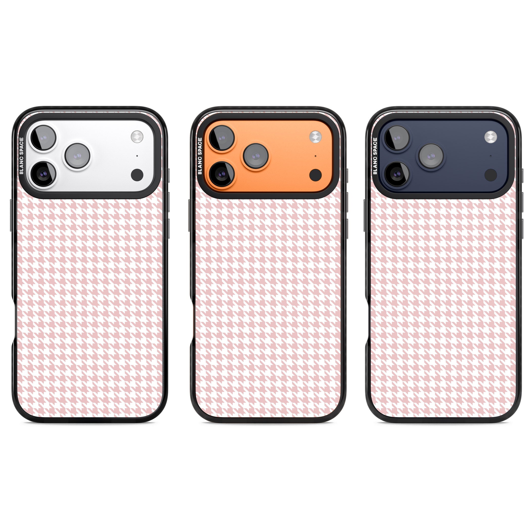 Pink Houndstooth Pattern iPhone 17 Pro Impact Pro Black Phone Case APT Impact Protection