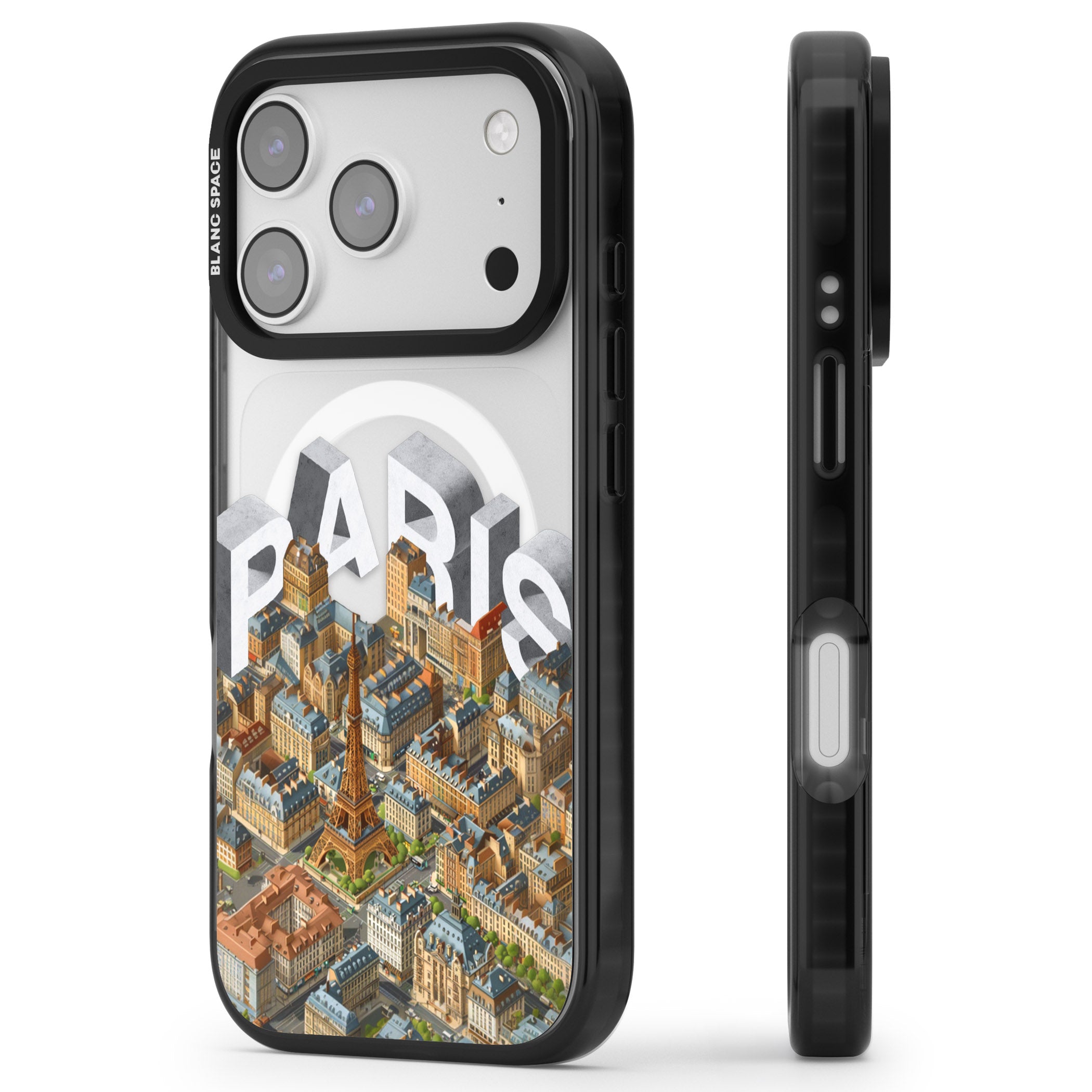 Paris iPhone 17 Pro Max Impact Pro Black Phone Case Side Profile