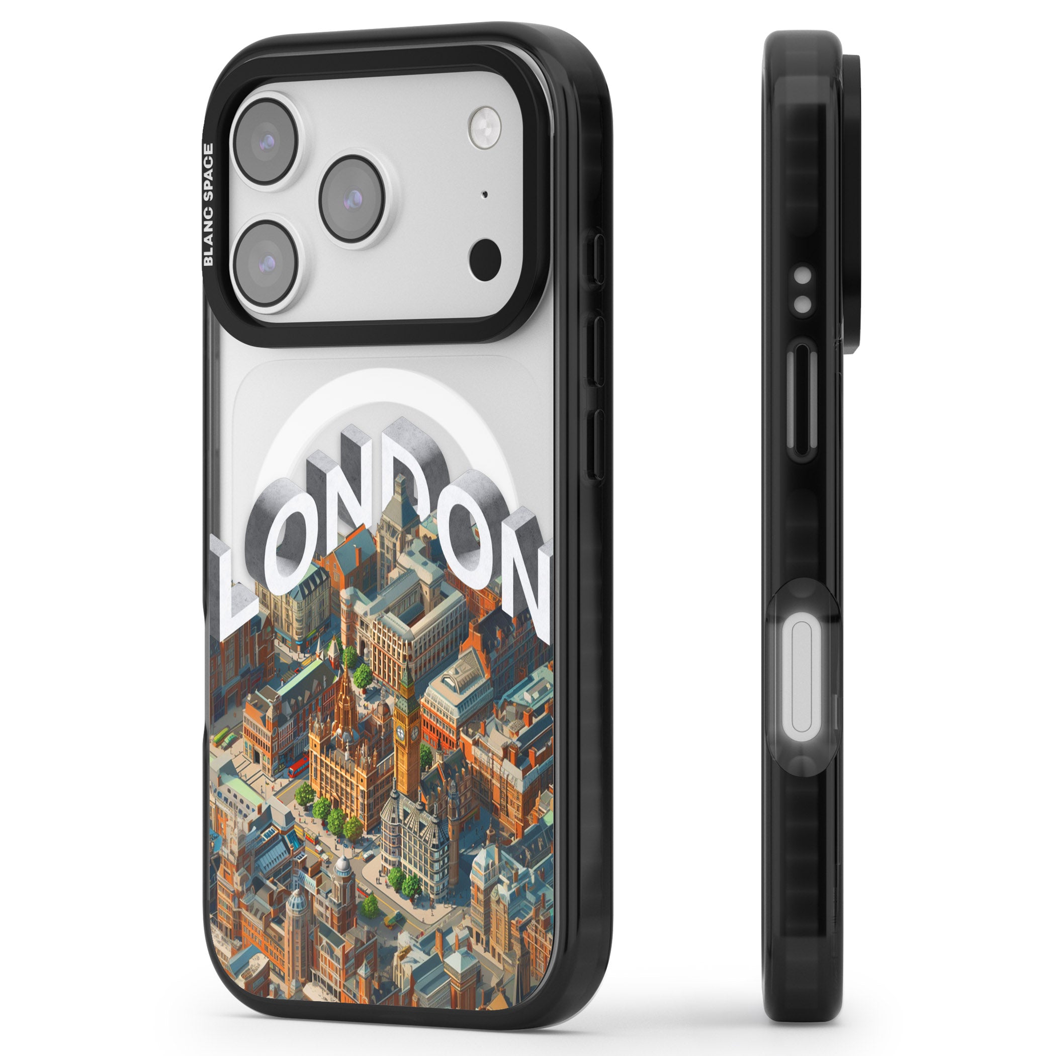 London iPhone 17 Pro Max Impact Pro Black Phone Case Side Profile
