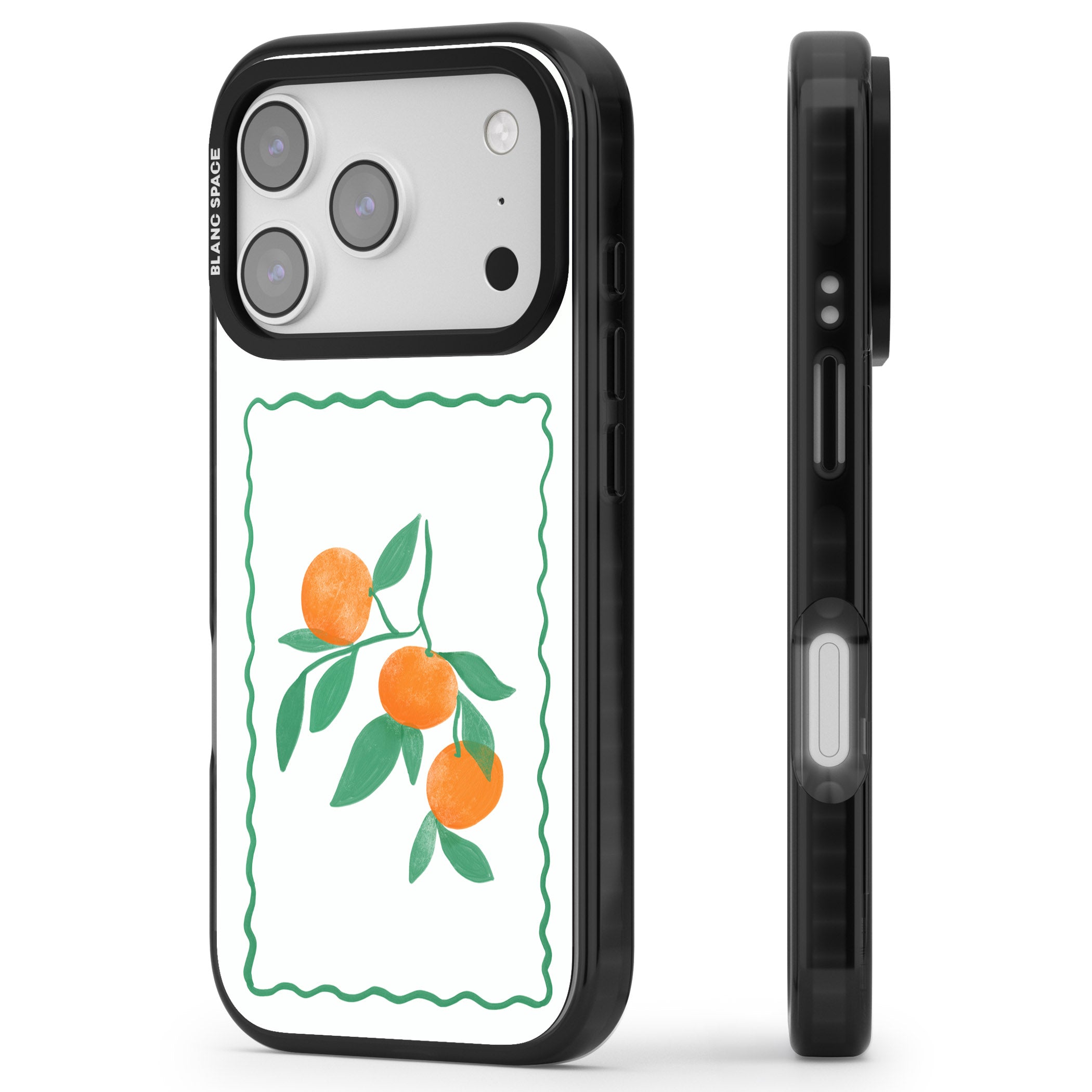 Italian Oranges iPhone 17 Pro Impact Pro Black Phone Case Side Profile