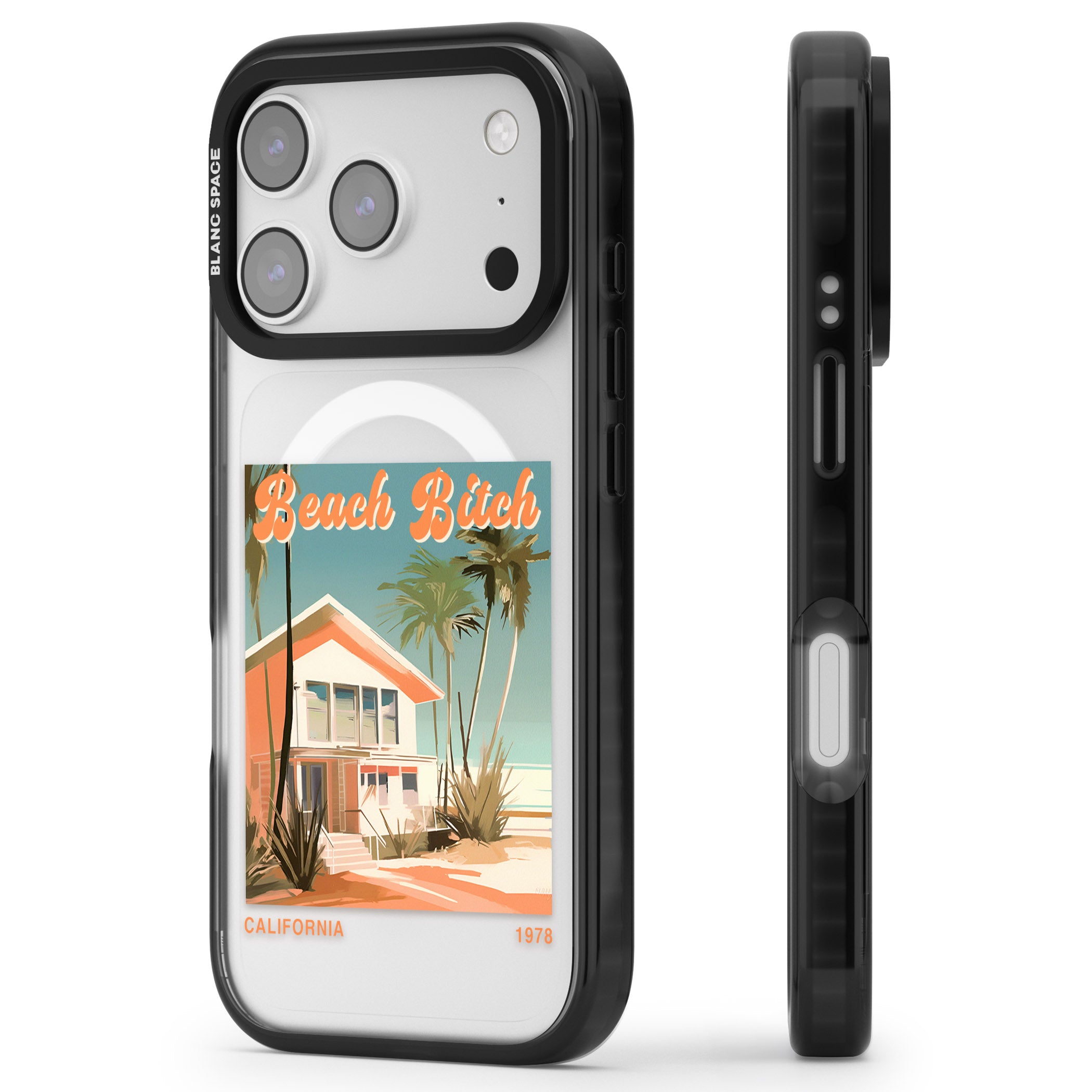 Beach B*tch iPhone 17 Pro Max Impact Pro Black Phone Case Side Profile