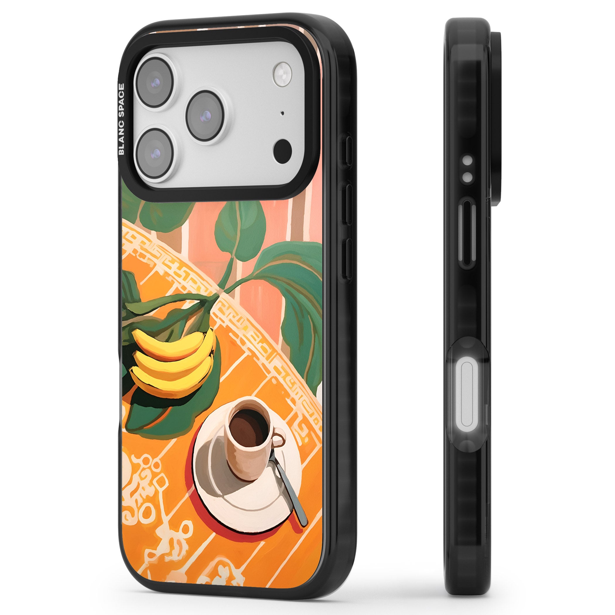Mediterranean Breakfast iPhone 17 Pro Impact Pro Black Phone Case Side Profile