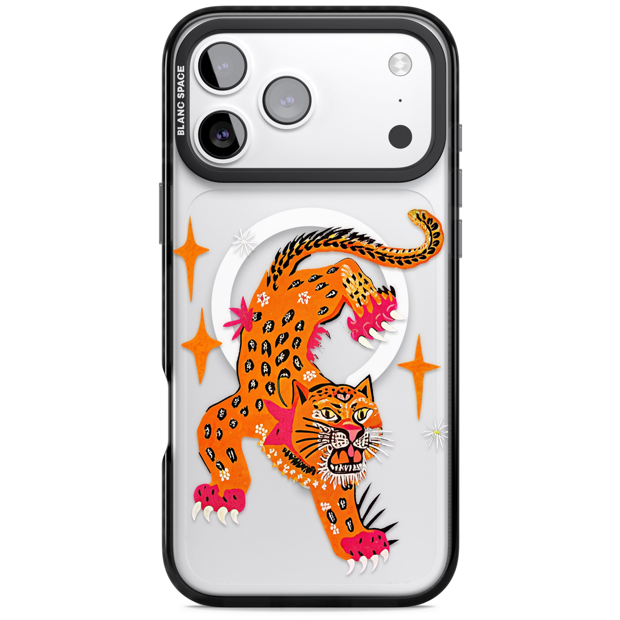 Fierce Jaguar Clear iPhone 17 Pro Max Impact Pro Black Phone Case