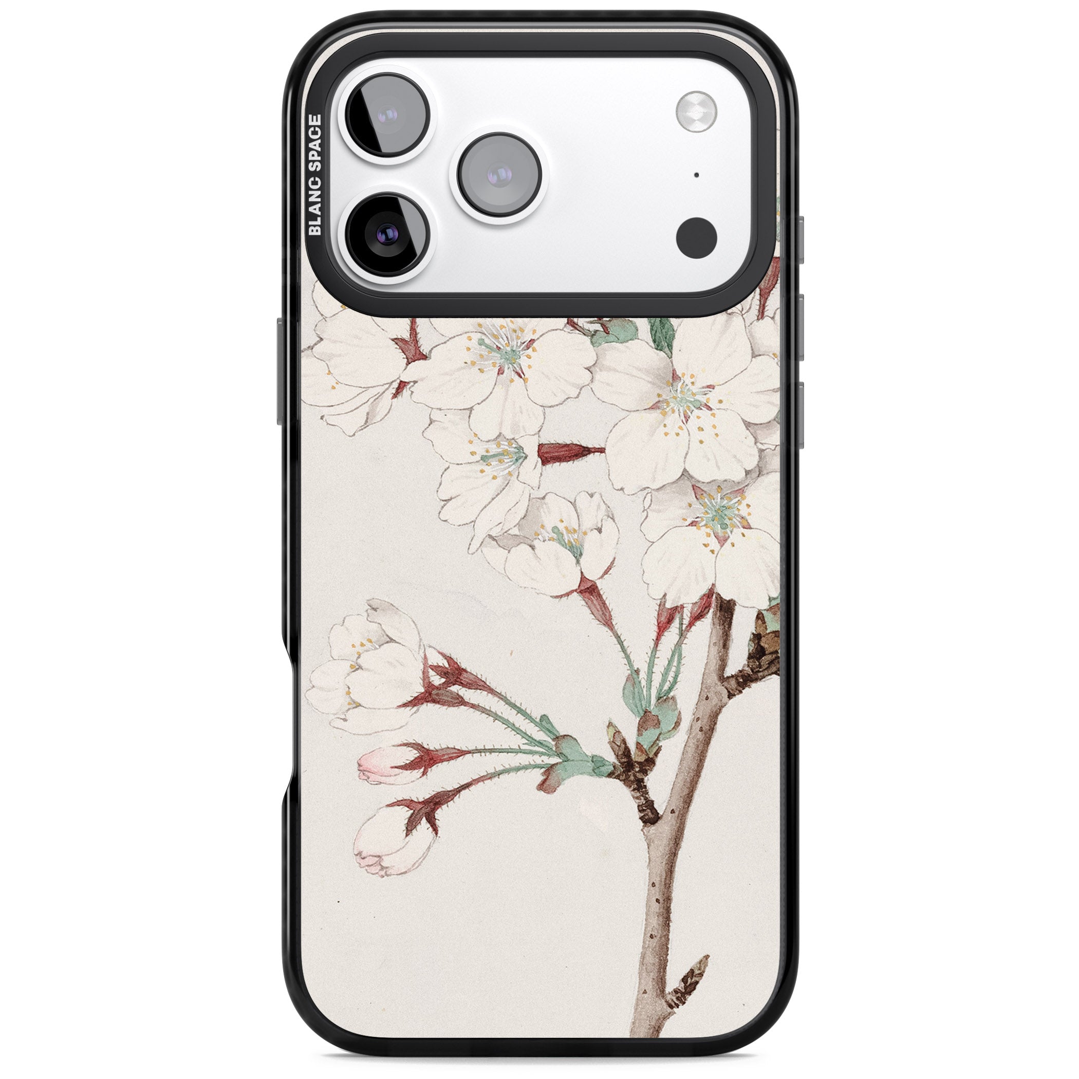 Vintage Japanese Illustrations Cherry Blossoms iPhone 17 Pro Max Impact Pro Black Phone Case
