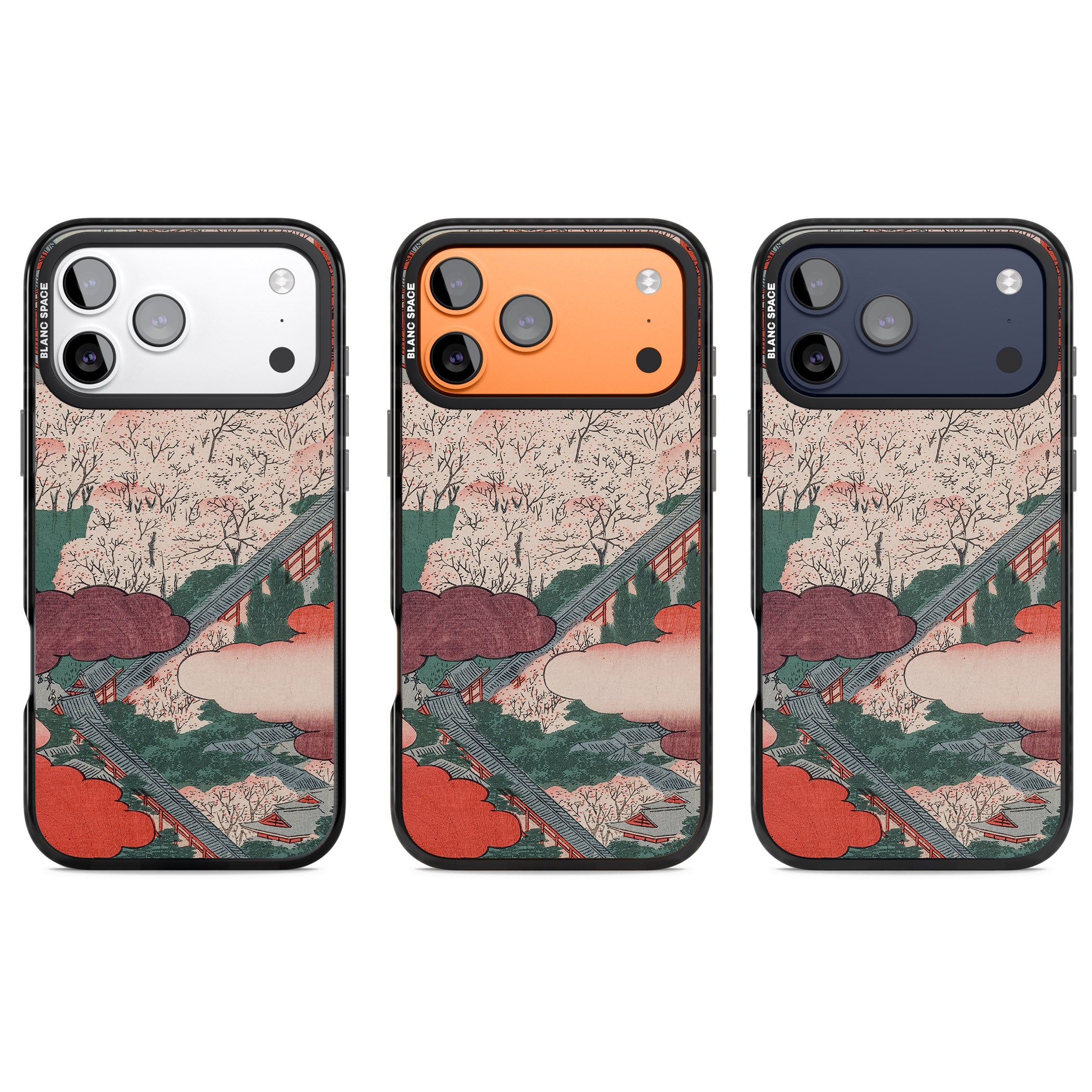 Vintage Japanese Illustrations Japanese City iPhone 17 Pro Impact Pro Black Phone Case APT Impact Protection